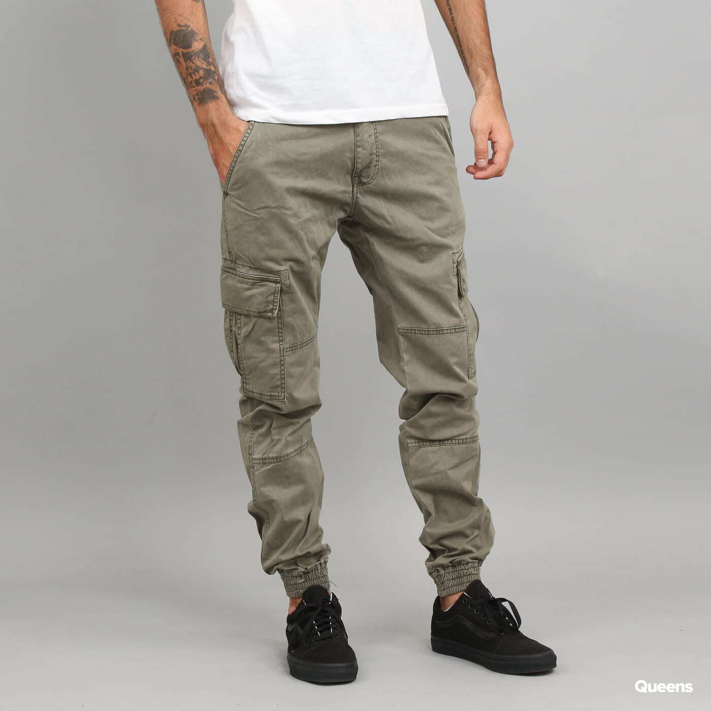 Pantaloni Urban Classics Washed Cargo Twill Jogging Pants Green W32