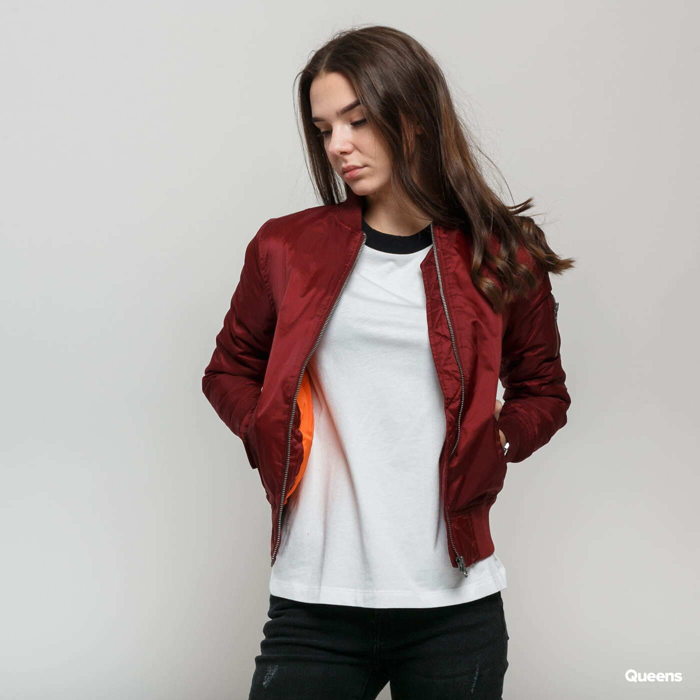 Giacca Urban Classics Ladies Basic Bomber Jacket Wine XS