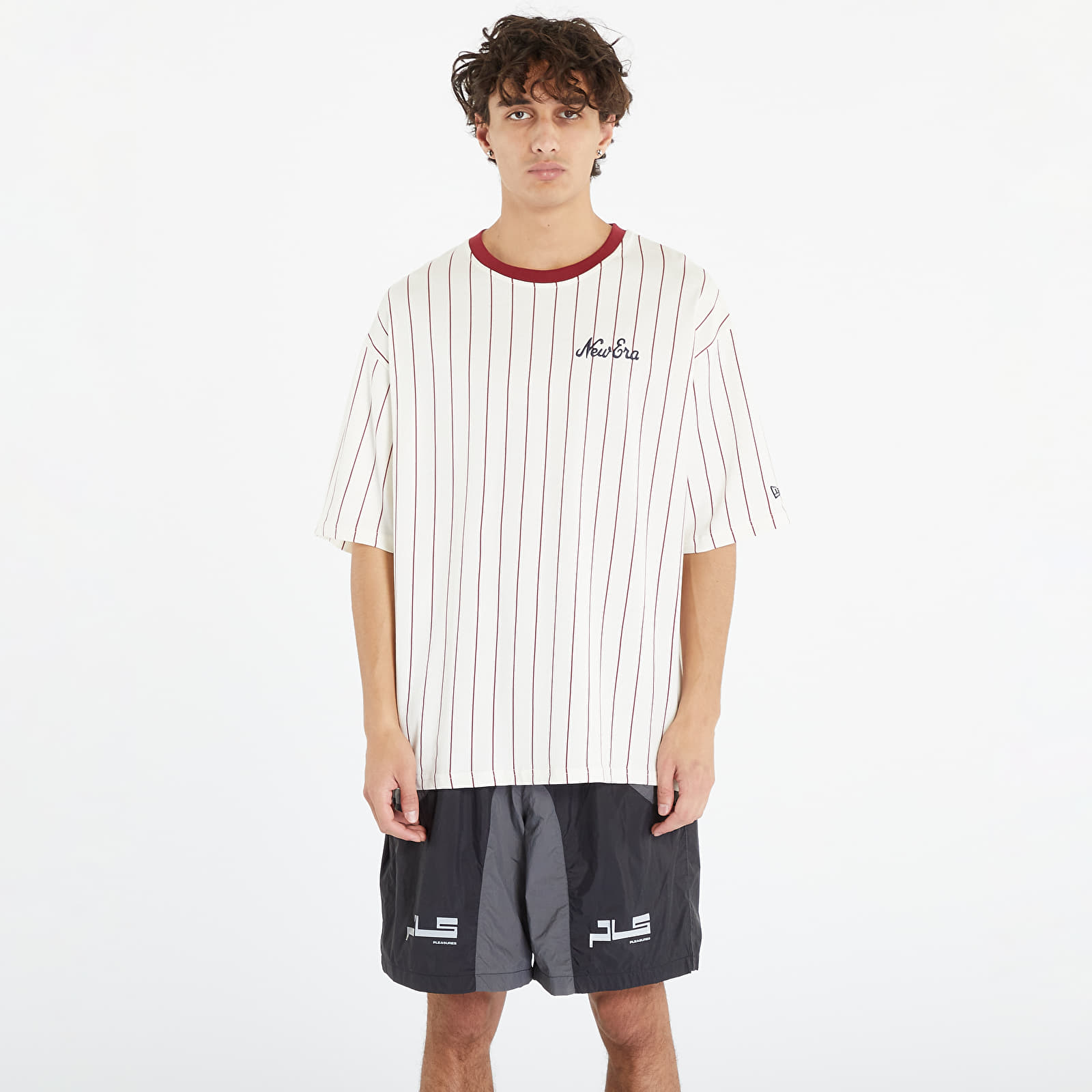 Pólók New Era Pinstripe White Oversized T-Shirt White