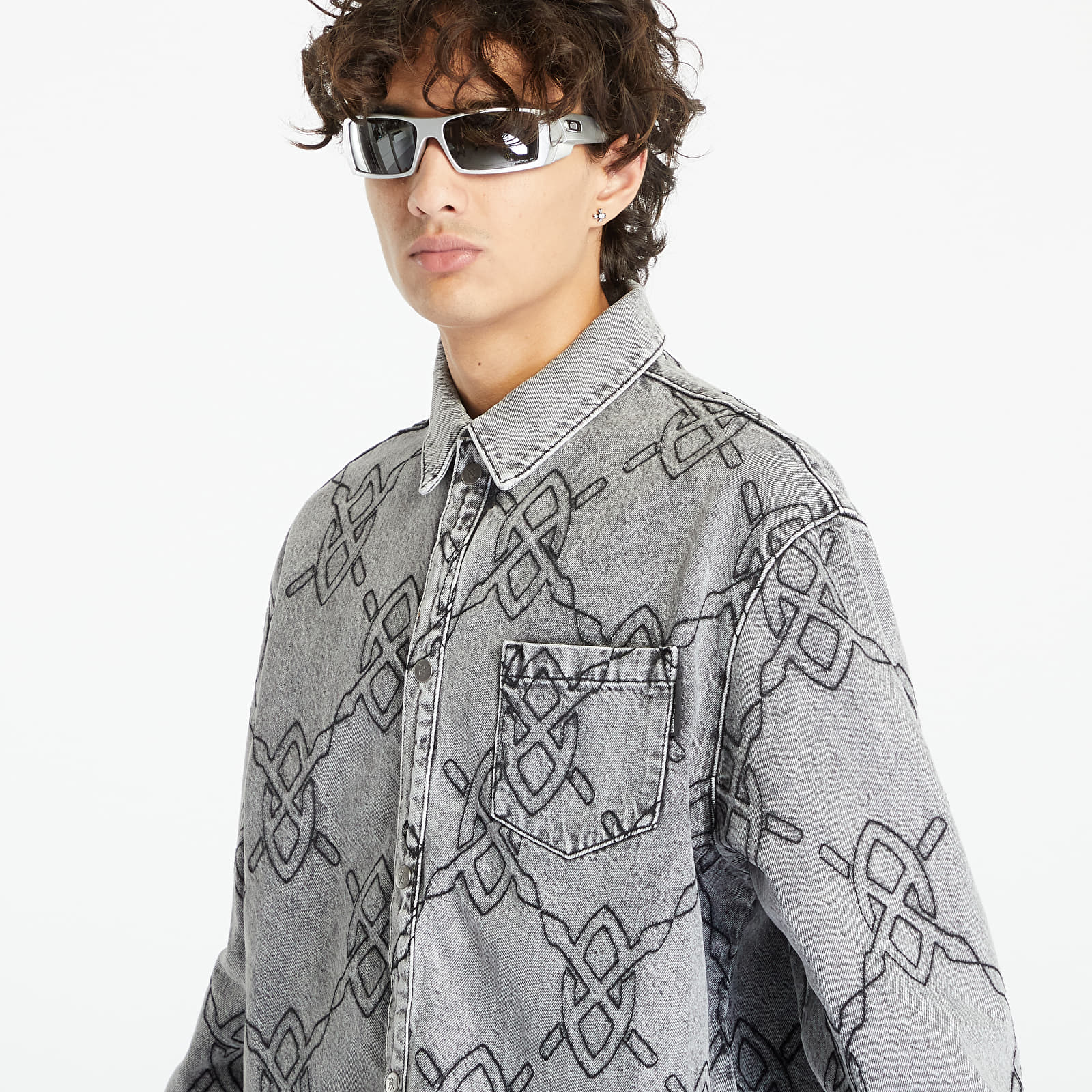 Overhemden Daily Paper Rahul Long Sleeve Shirt Mid Grey