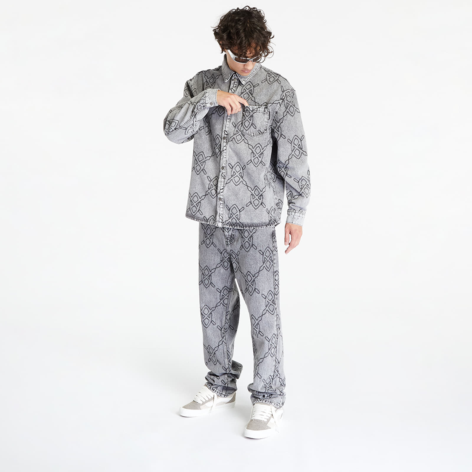 Overhemden Daily Paper Rahul Long Sleeve Shirt Mid Grey