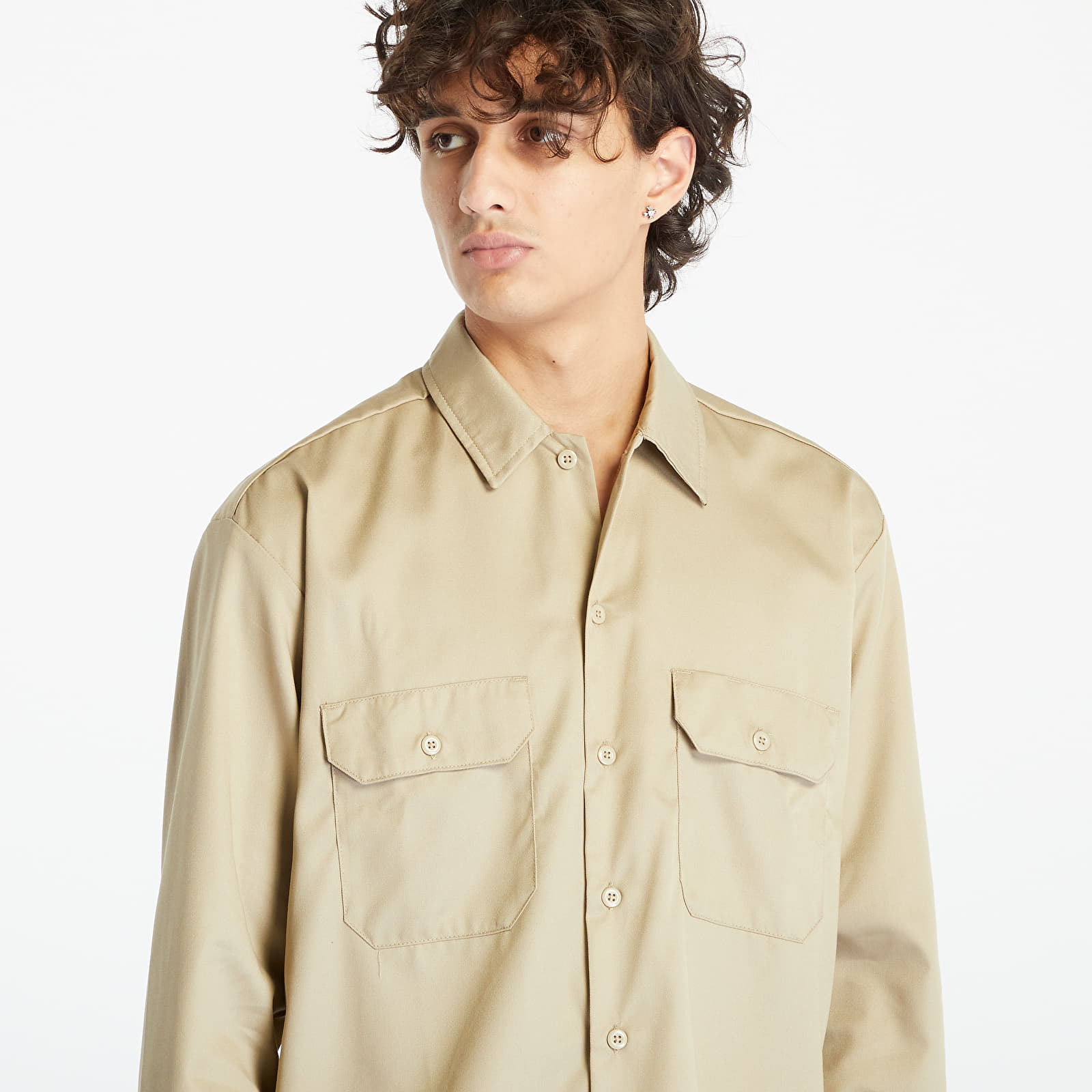 Shirts Dickies Long Sleeve Work Shirt Khaki