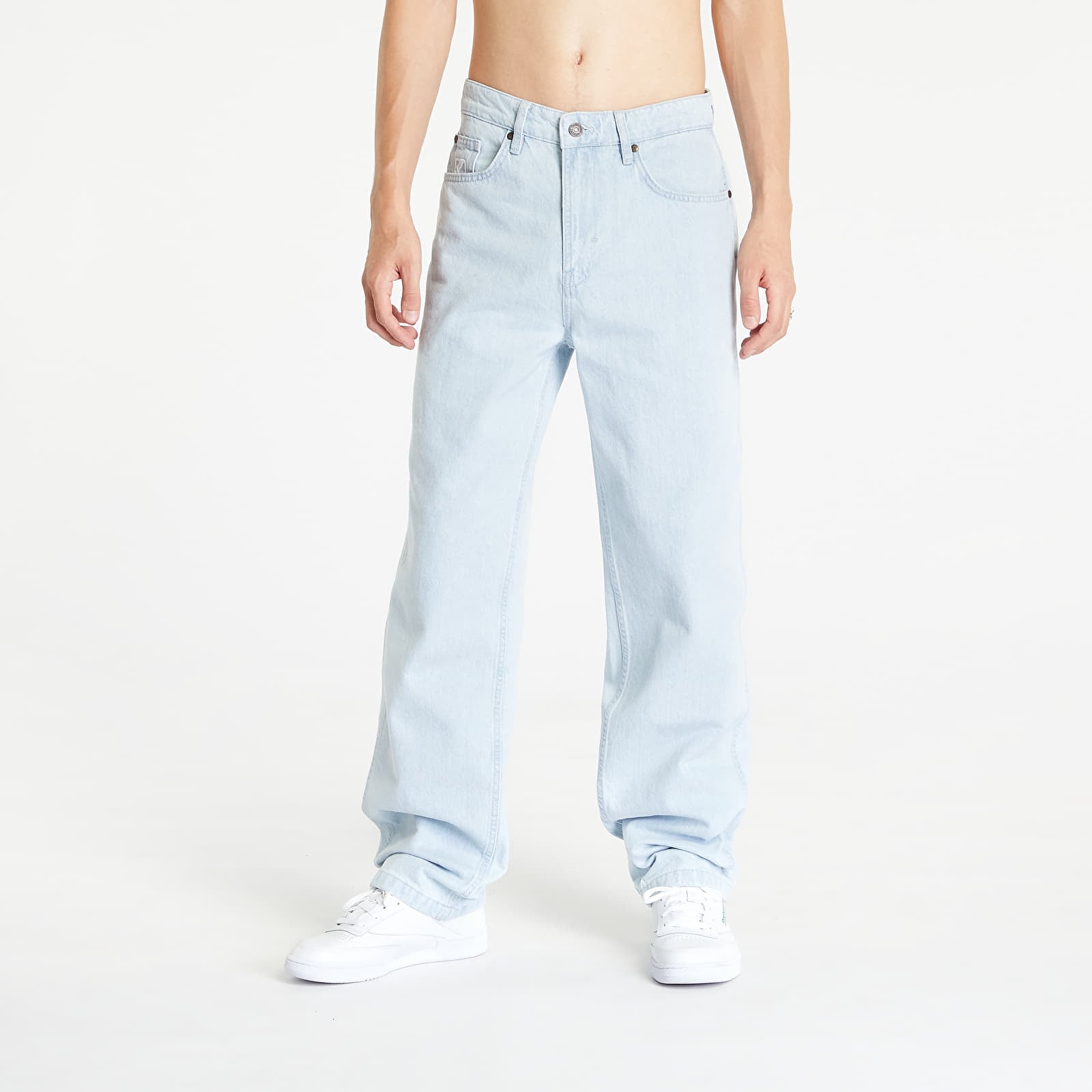 Панталони Karl Kani Small Signature Baggy Five Pocket Denim Bleached Blue W38