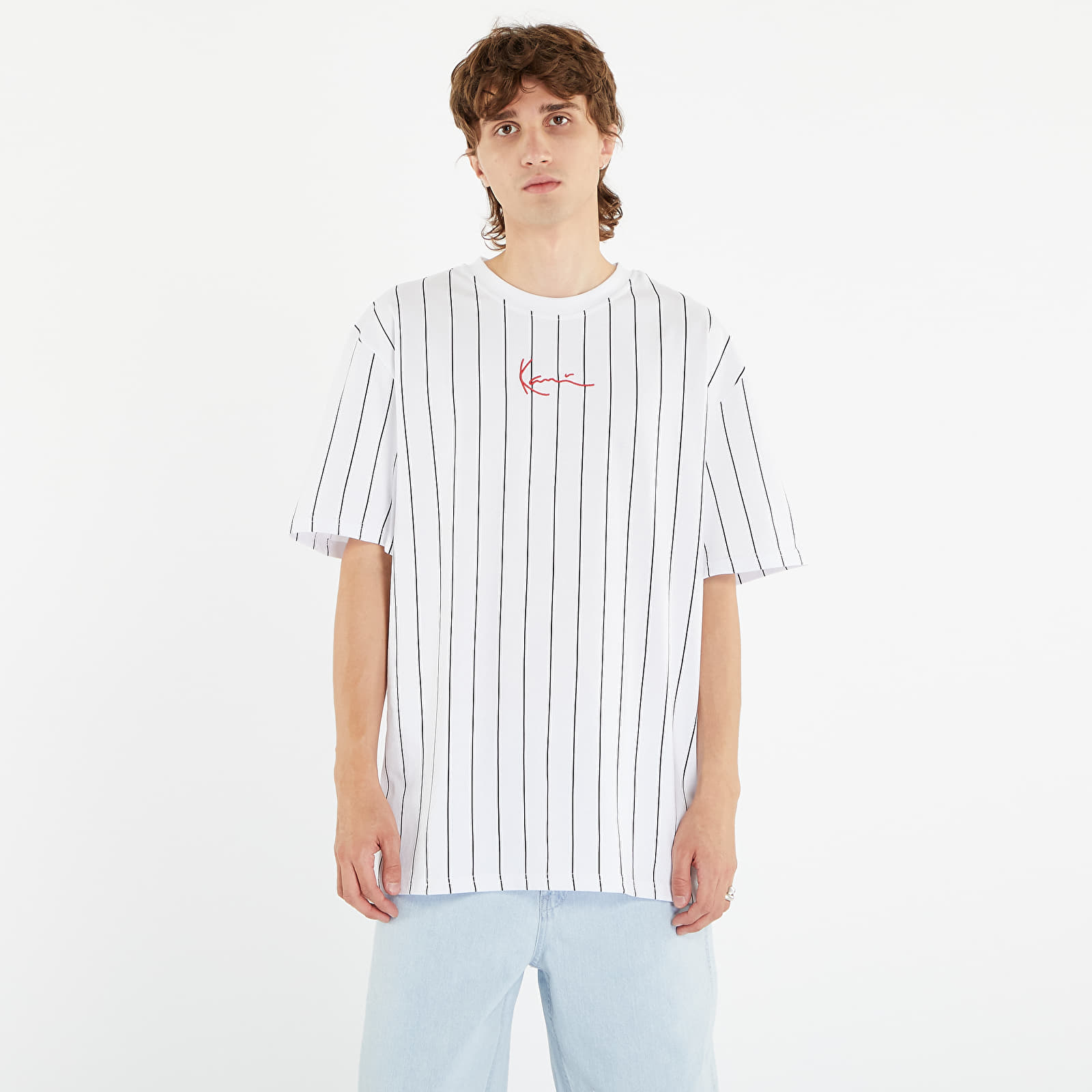 Camisetas Karl Kani Small Signature Pinstripe Tee White/ Black