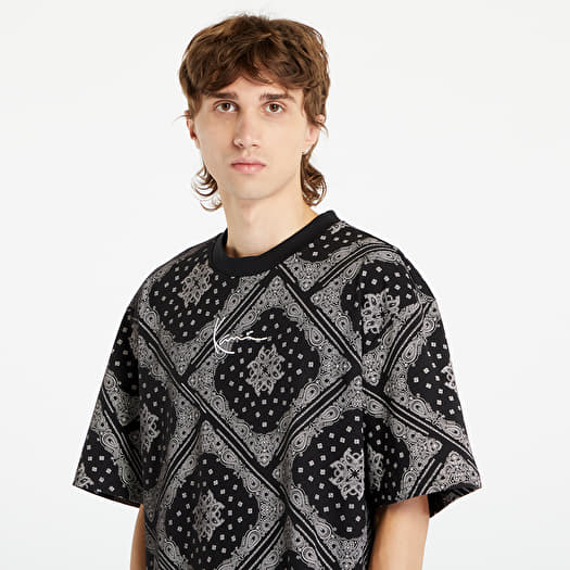T shirts Karl Kani Small Signature Paisley Tee Black White Queens