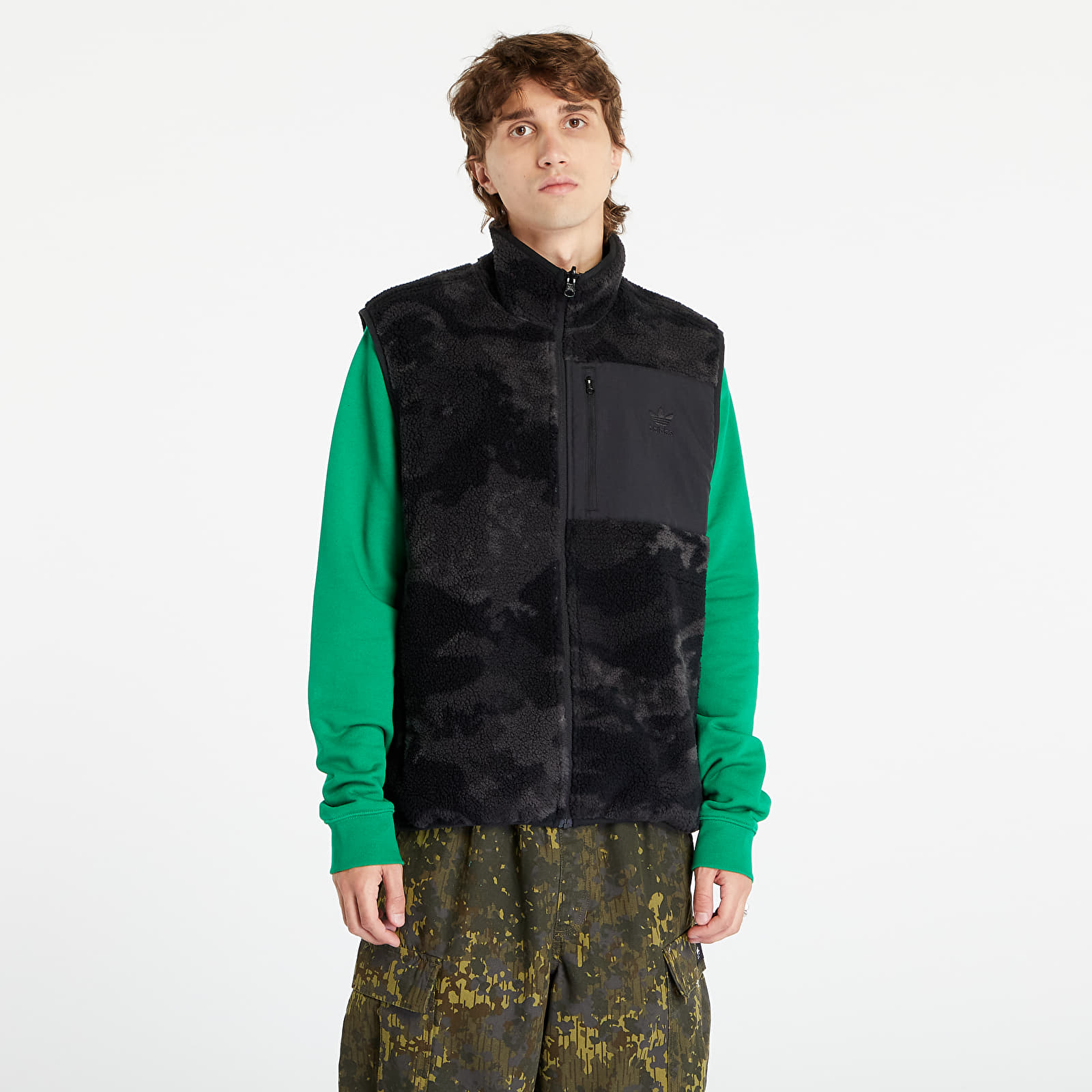 Vests adidas Originals Graphics Camo Reversible Fleece Vest Black Queens