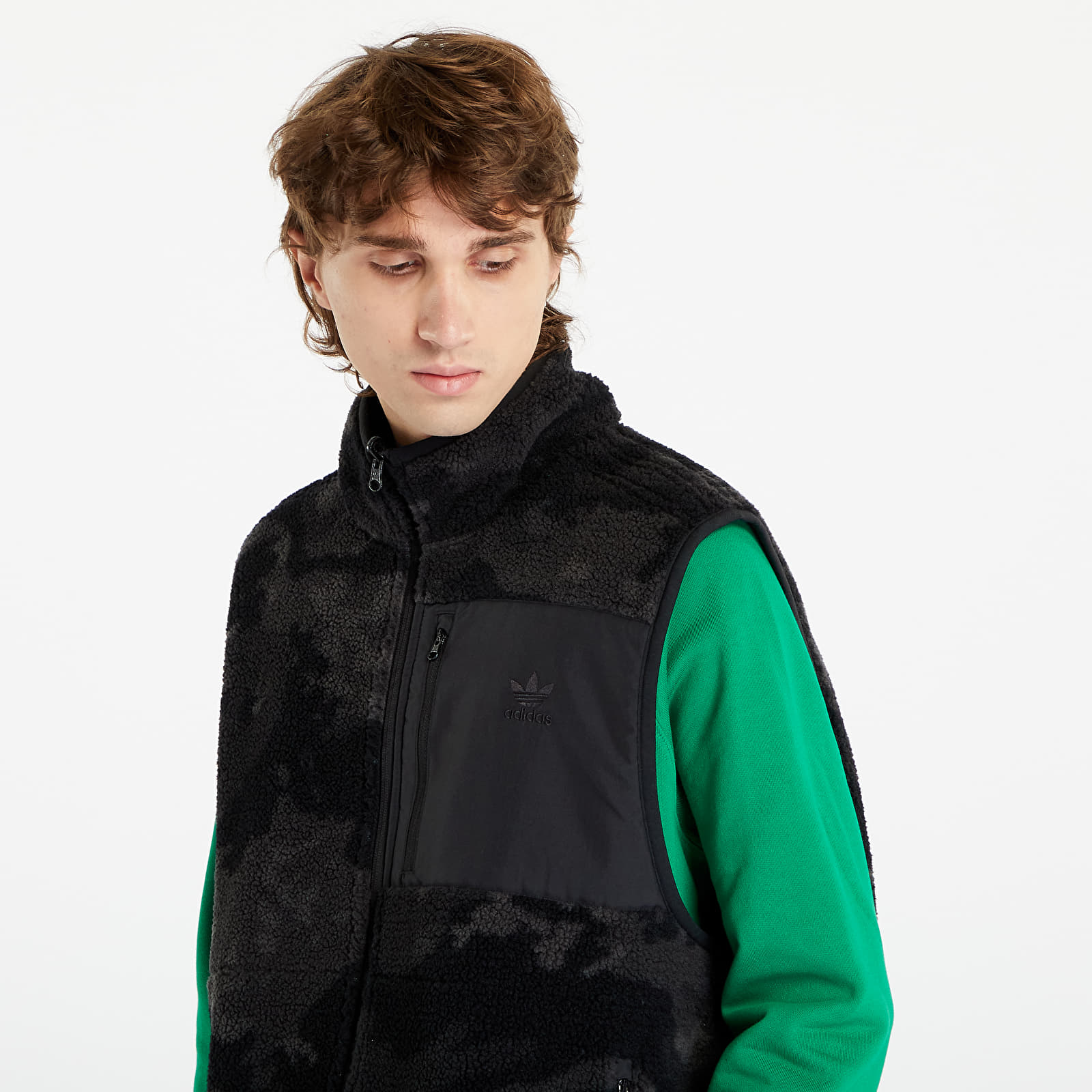 Vests adidas Originals Graphics Camo Reversible Fleece Vest Black Queens