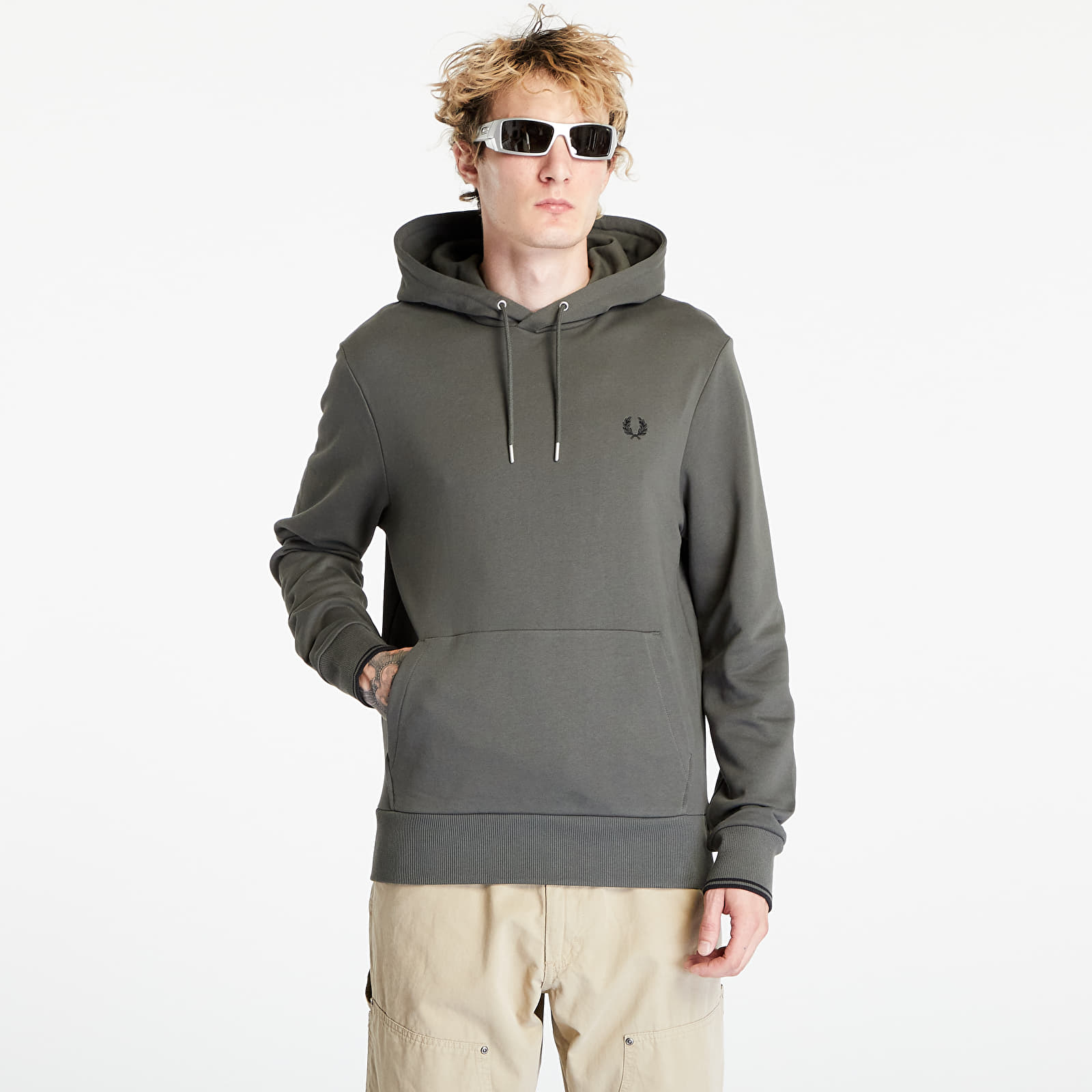 Mikiny FRED PERRY Tipped Hooded Sweatshirt Field Green