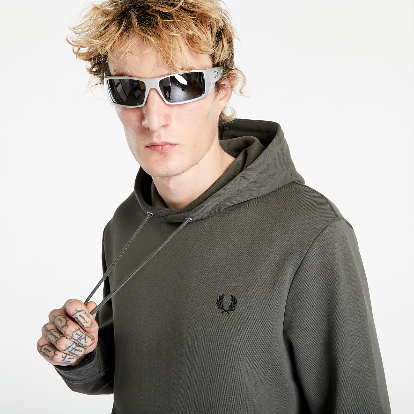 Džemperiai su gobtuvais ir džemperiai Fred Perry Tipped Hooded Sweatshirt Field Green