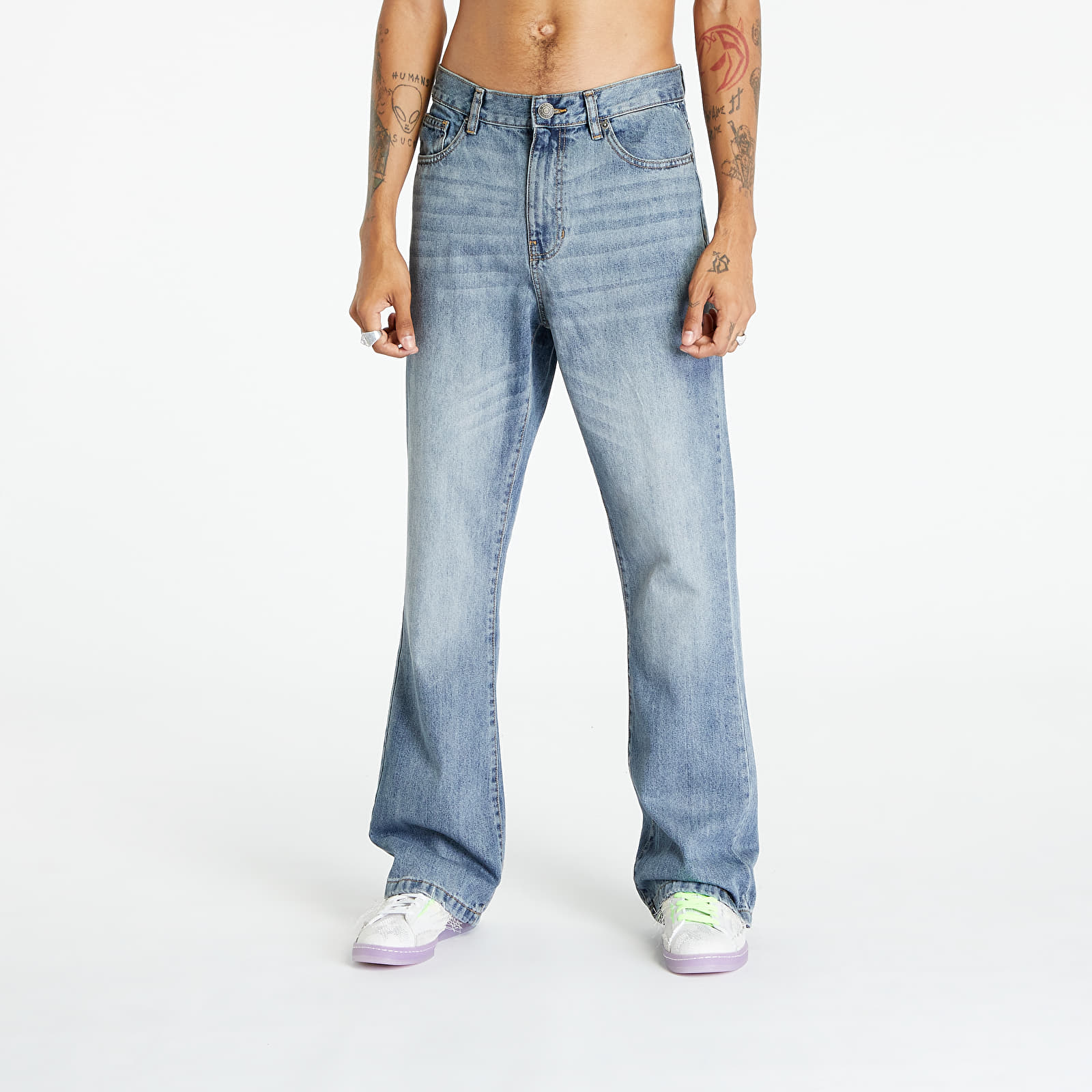 Jeans Urban Classics Flared Jeans Sand Destroyed Washed