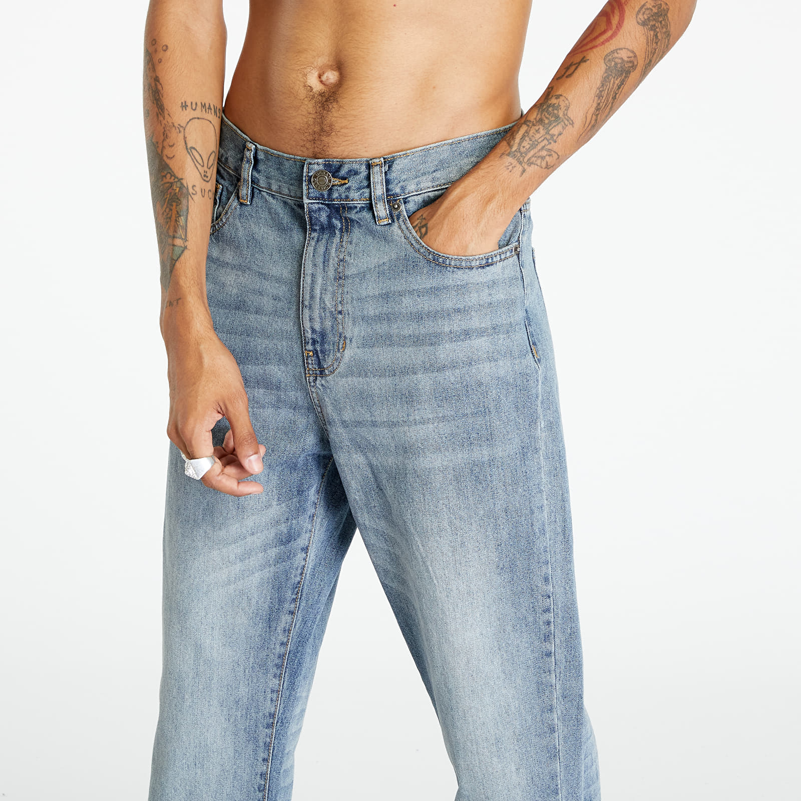 Jeans Urban Classics Flared Jeans Sand Destroyed Washed