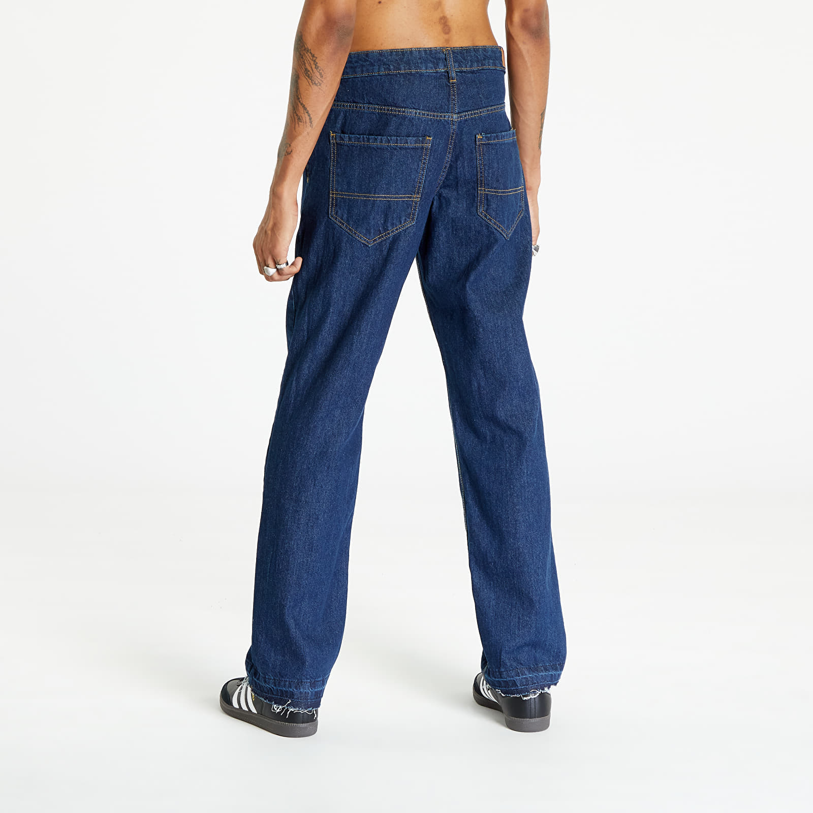 Jeans Urban Classics Open Edge Loose Fit Jeans Mid Indigo Washed
