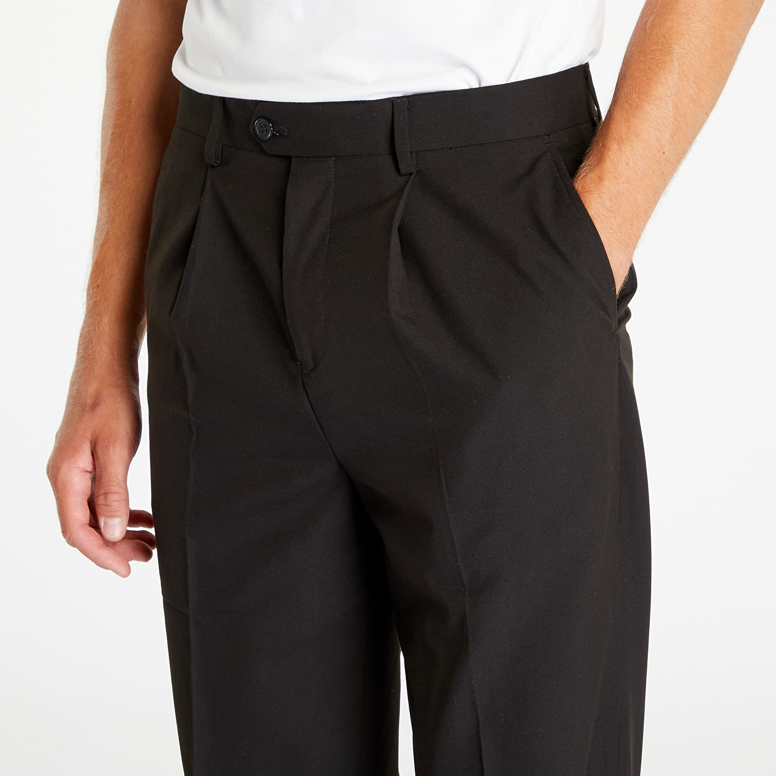 Pantalones Urban Classics Straight Pleat-Front Trousers Black