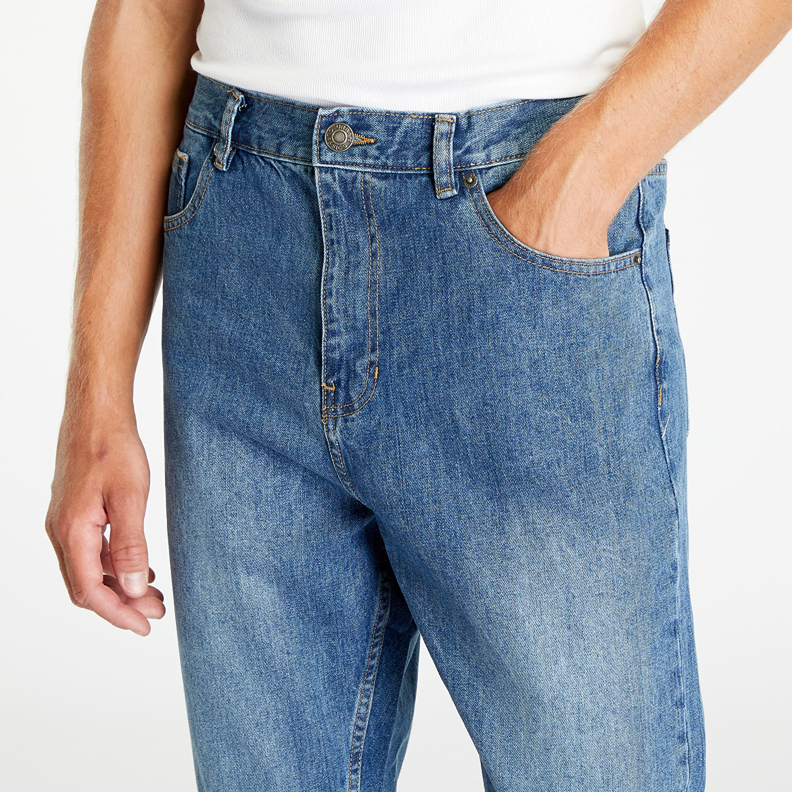 Hosen Urban Classics Cropped Tapered Jeans Middeepblue
