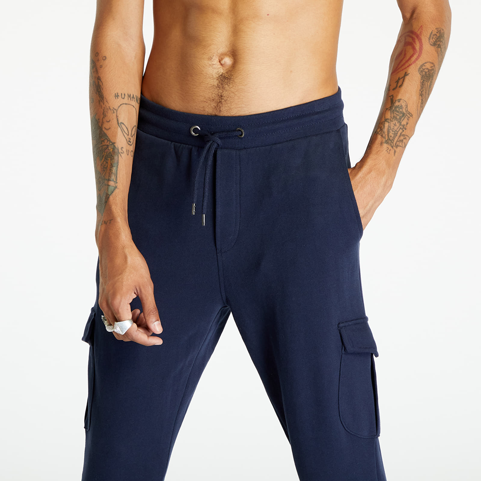 Joggingbukser Urban Classics Fitted Cargo Sweatpants Midnightnavy