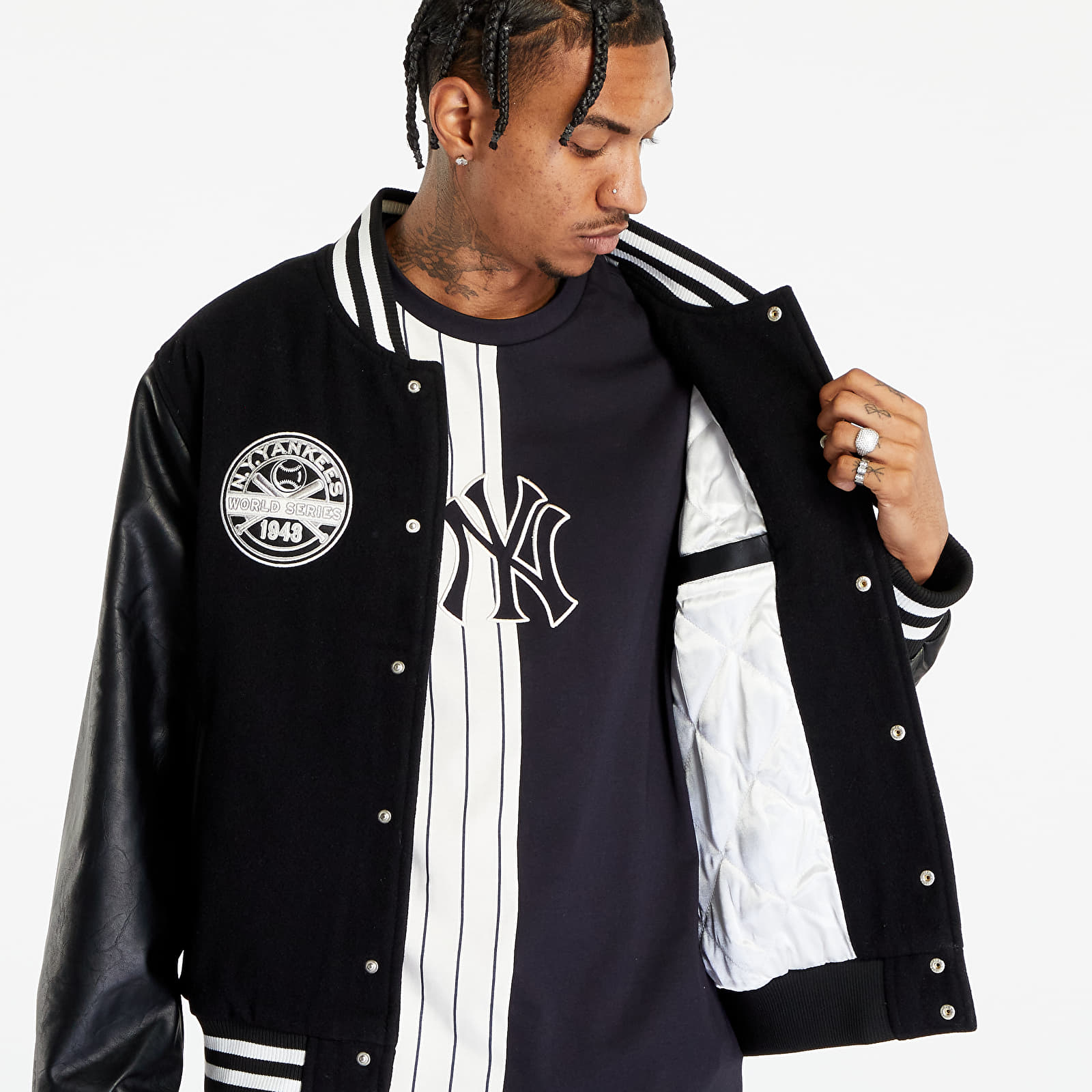 Chaquetas New Era New York Yankees Mlb Large Logo Varsity Jacket Black