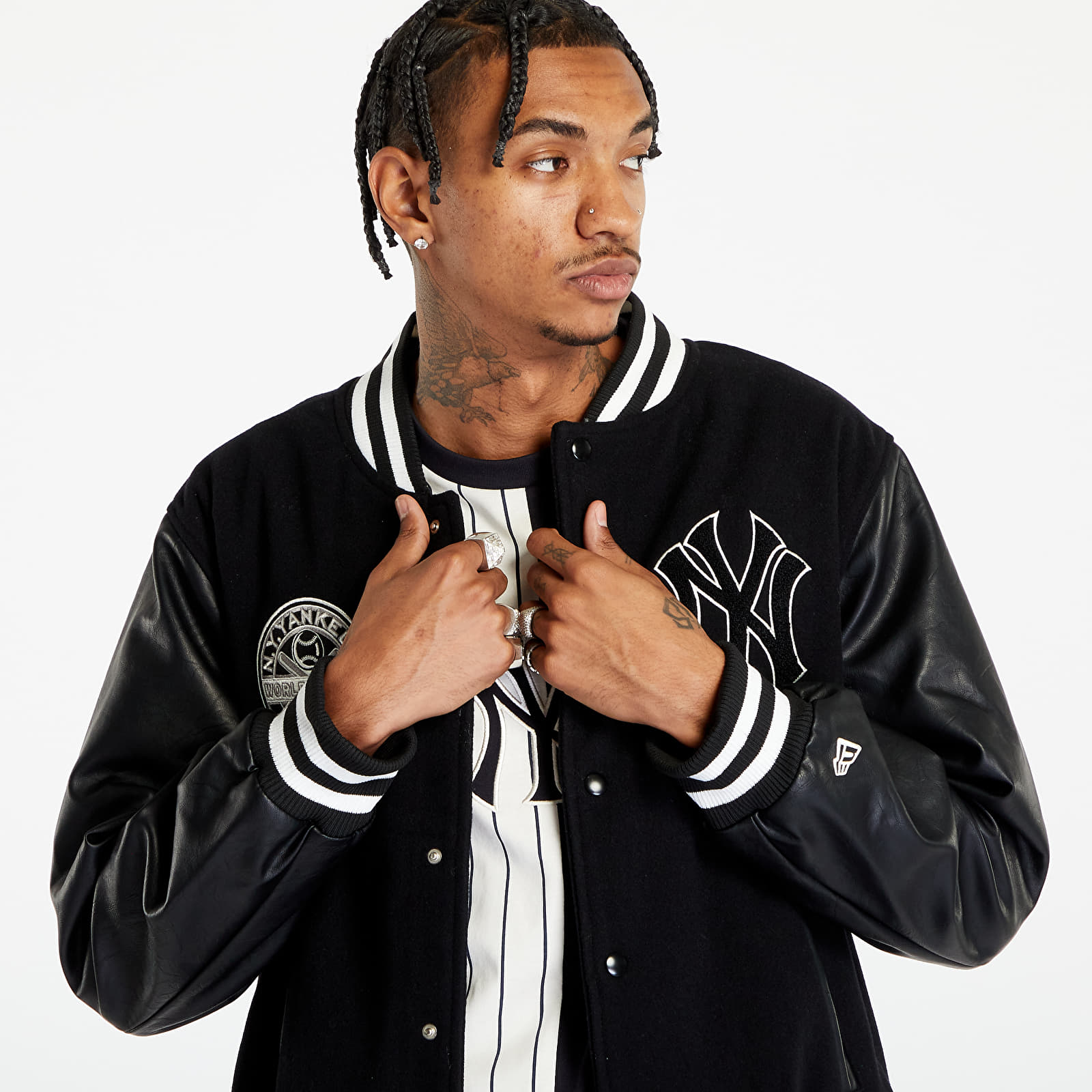 Chaquetas New Era New York Yankees Mlb Large Logo Varsity Jacket Black