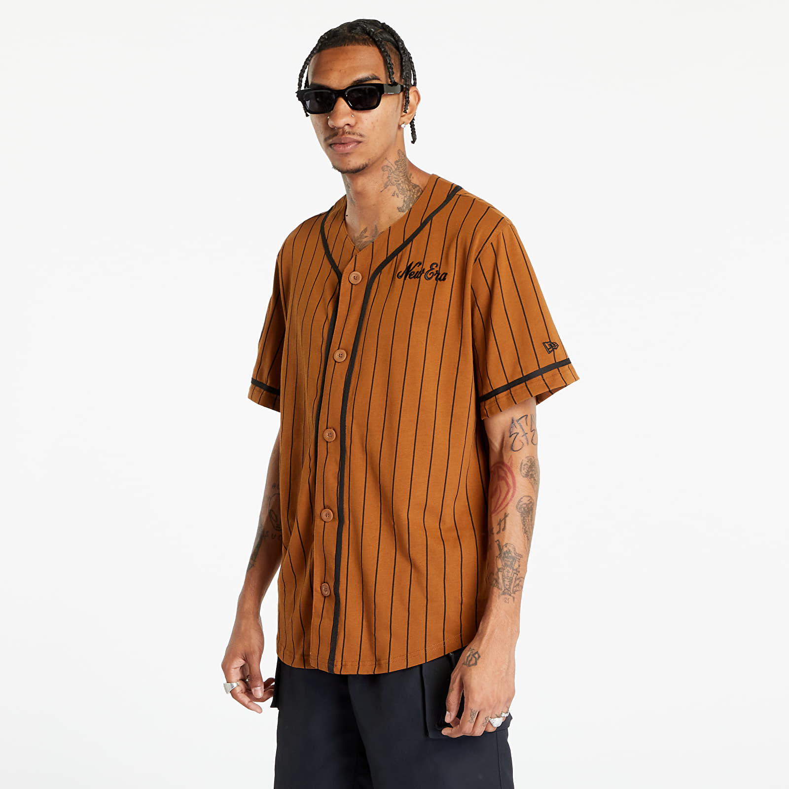 Truien New Era Pinstripe Jersey Tee Brown