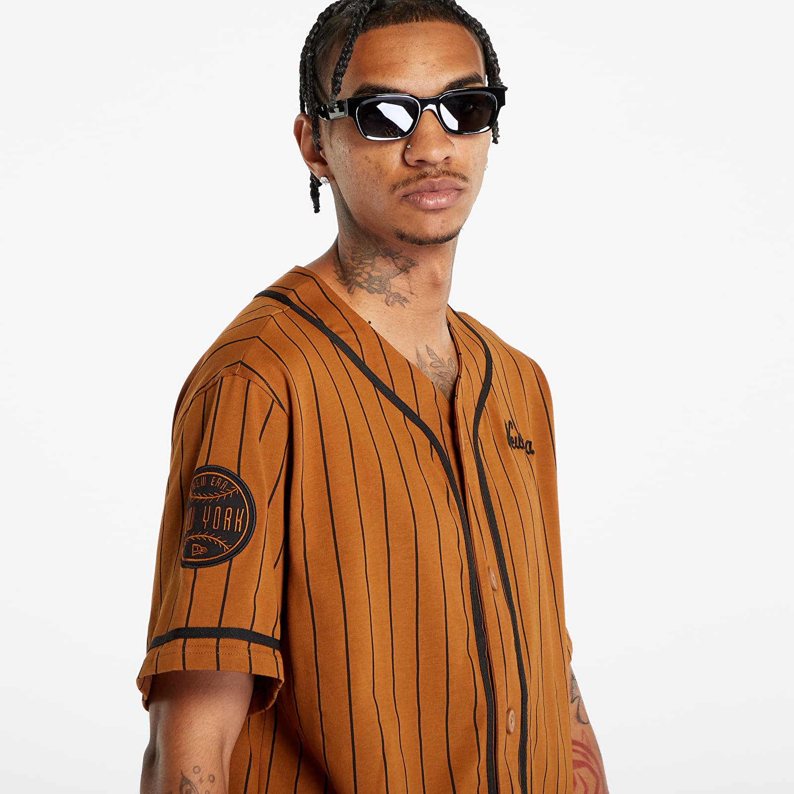 Truien New Era Pinstripe Jersey Tee Brown