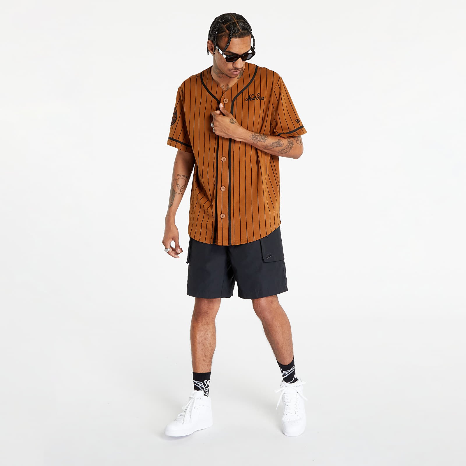Truien New Era Pinstripe Jersey Tee Brown
