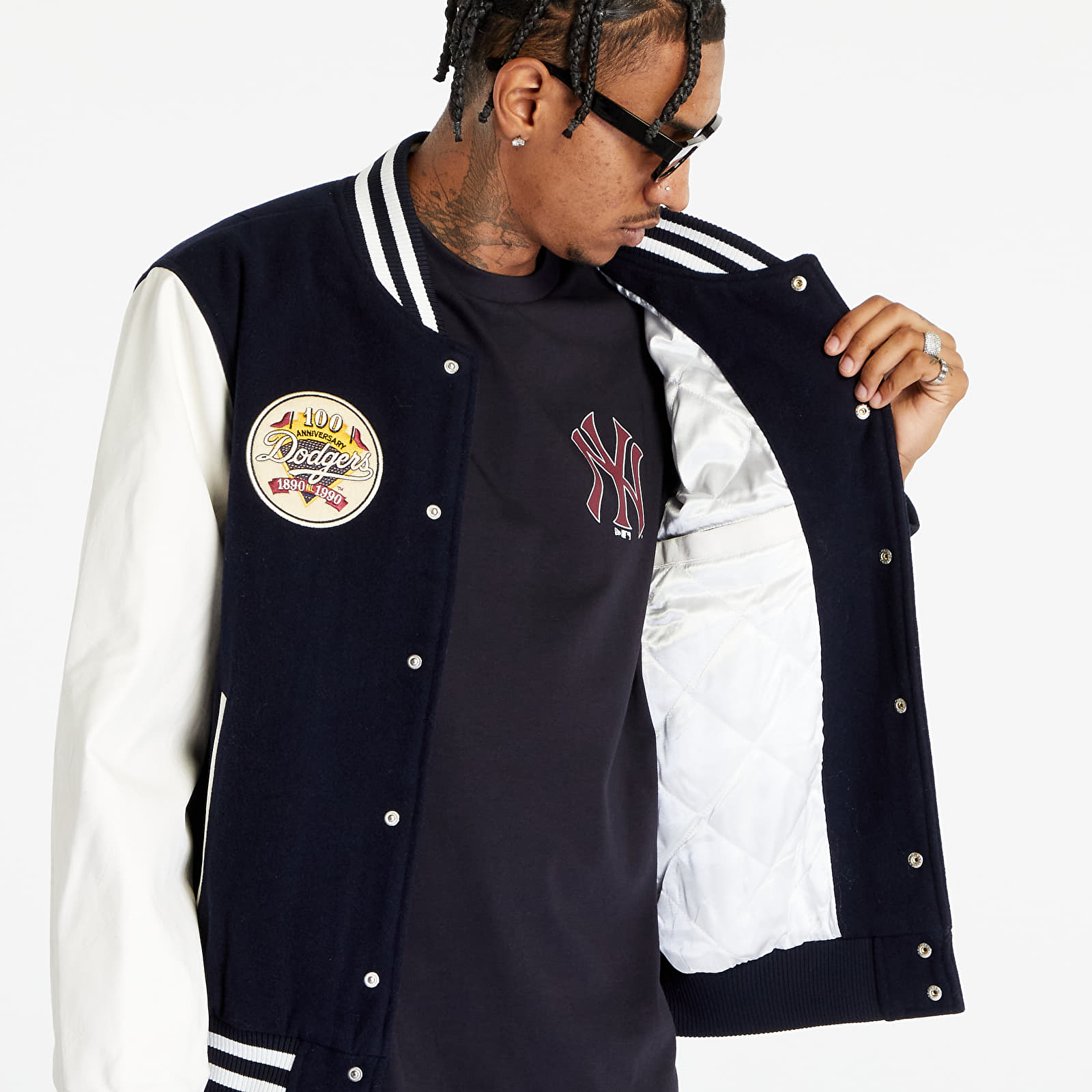 Jackets New Era Los Angeles Dodgers Mlb Large Logo Varsity Jacket Navy