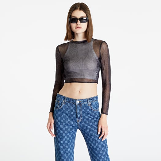 Tricou RIPNDIP Hypnotic Crop Mesh Long Sleeve Black