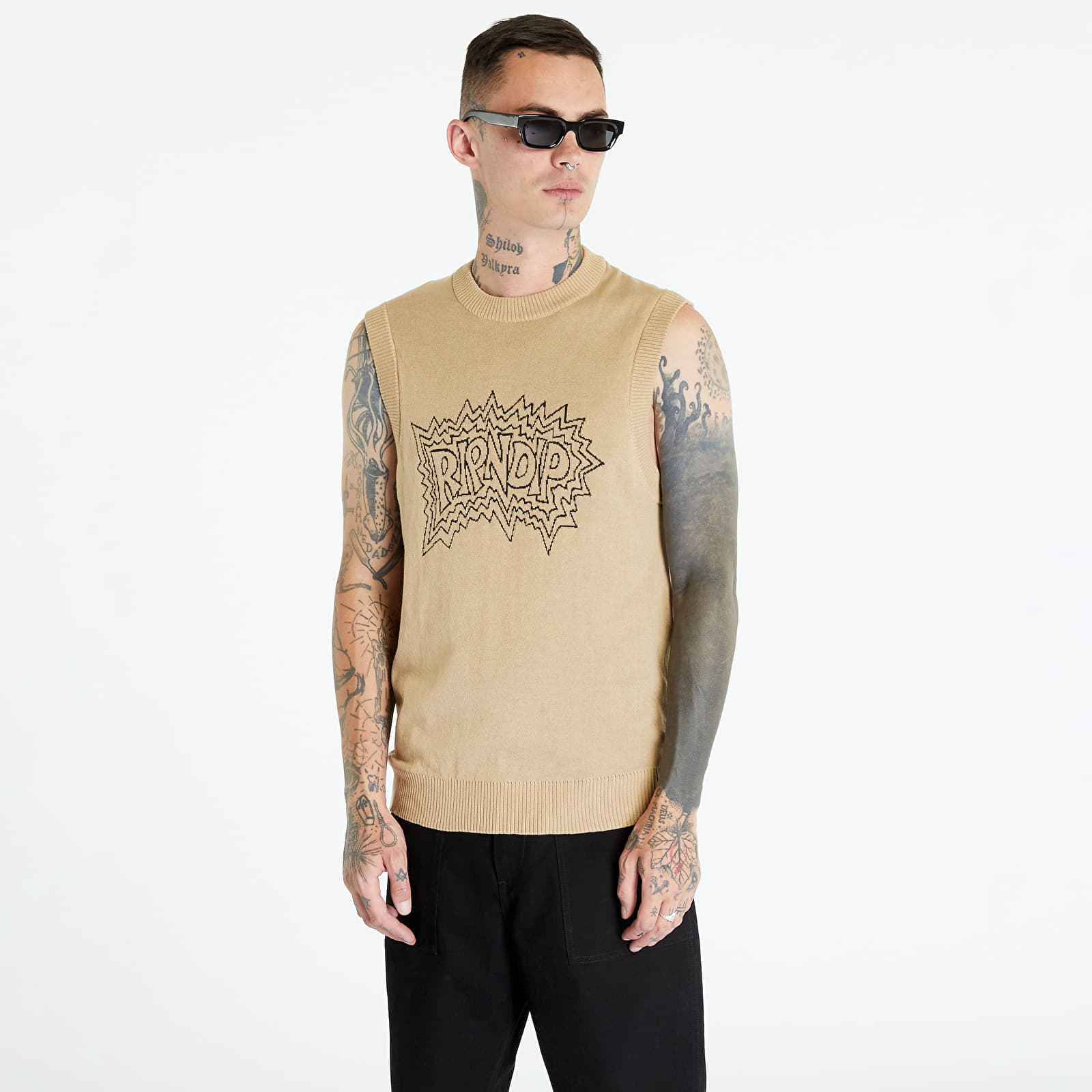 Puloveri RIPNDIP Shock Knit Sweater Vest Natural