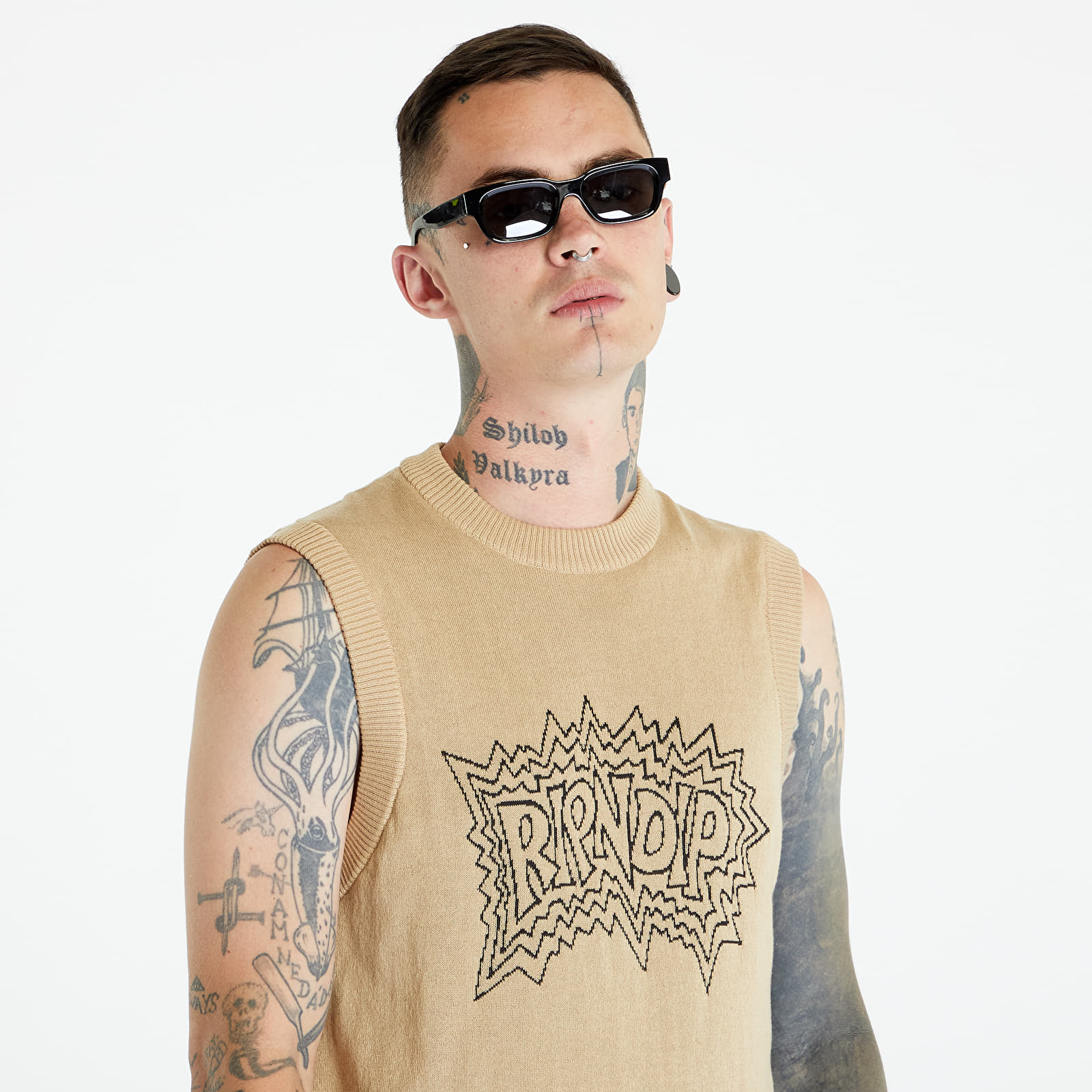 Puloveri RIPNDIP Shock Knit Sweater Vest Natural