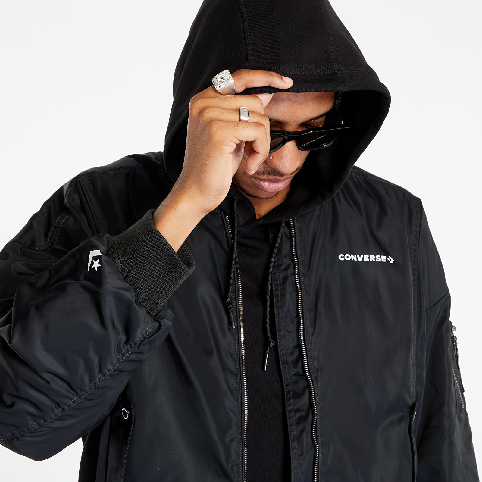 Jackets Converse Padded Bomber Jacket Black Queens