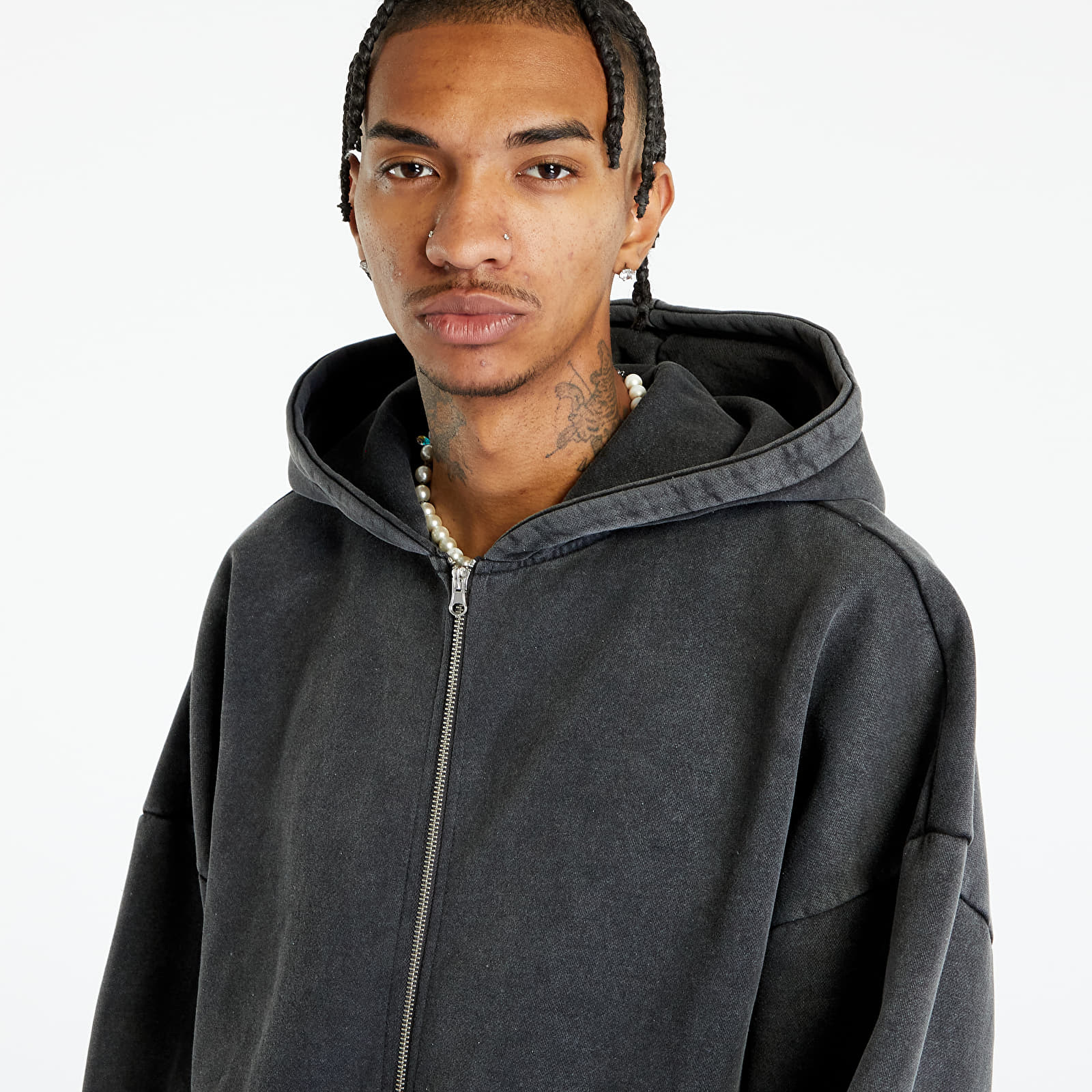 Φούτερ Urban Classics Heavy Sand Washed 90's Zip Hoody Black S