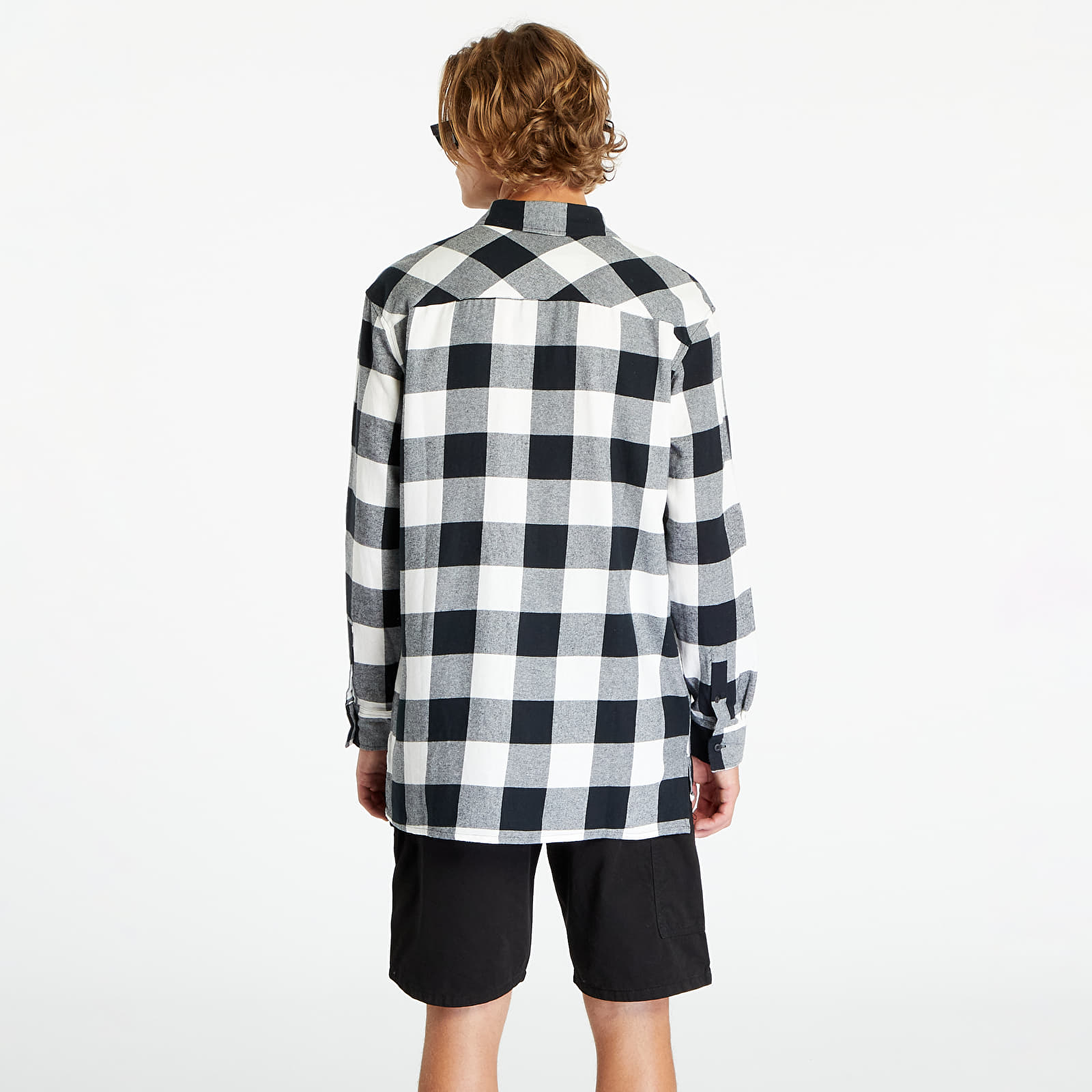 Skjorter Urban Classics Long Oversized Checked Shirt Black/ White