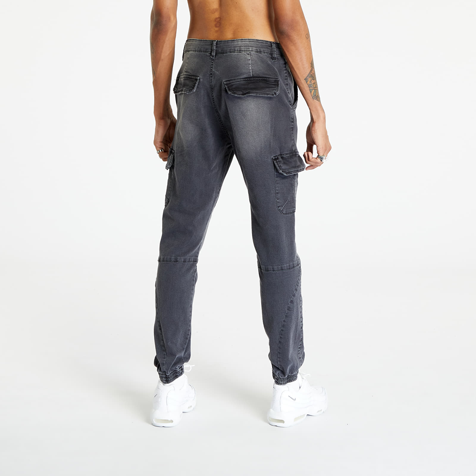 Džíny a kalhoty Urban Classics Denim Cargo Jogging Pants Real Black Washed