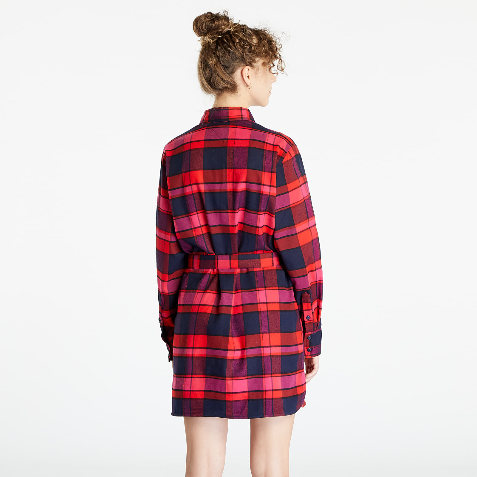 Kleider TOMMY JEANS Check Mid Thigh Shirt Dress Red