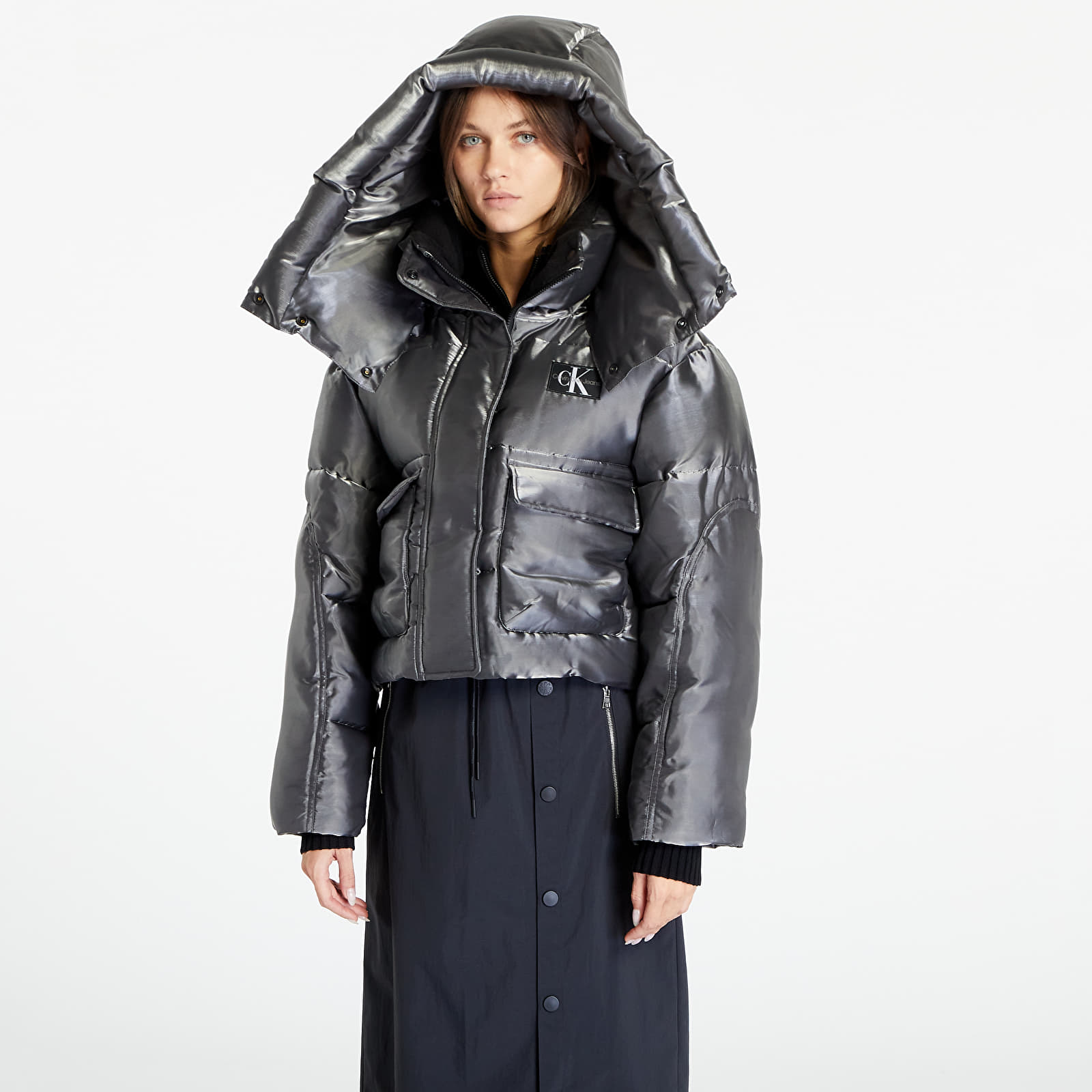 Calvin klein metallic puffer jacket top