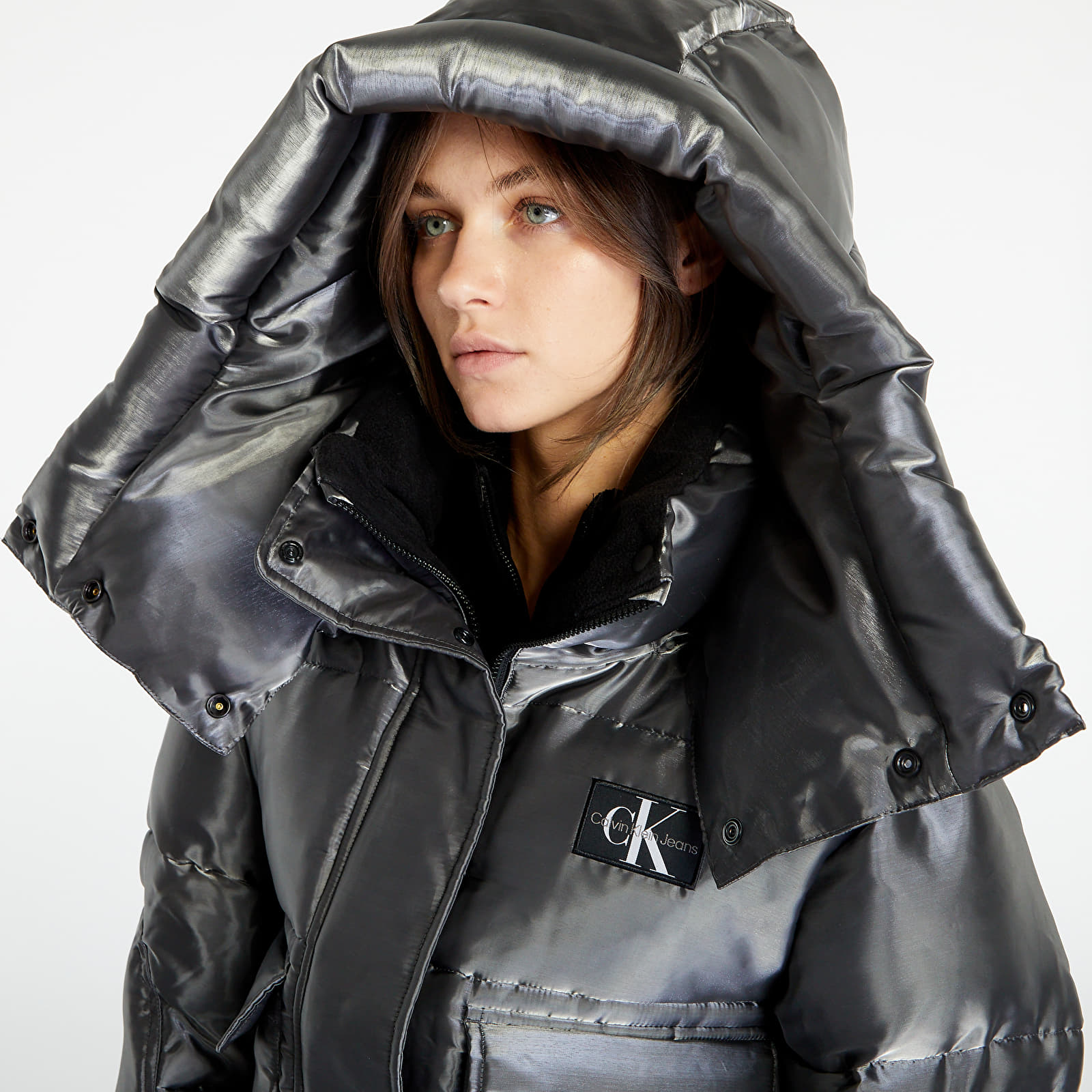 Calvin klein metallic puffer jacket best sale
