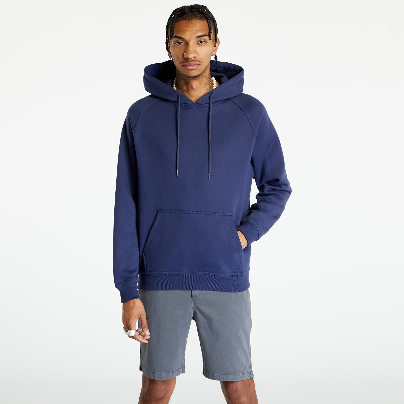 Mikiny Urban Classics Blank Hoody Dark Blue