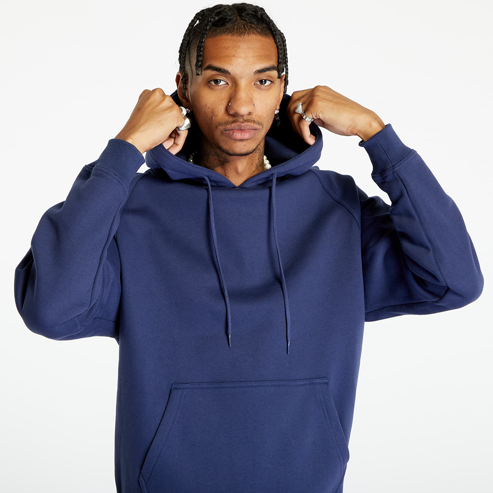 Mikiny Urban Classics Blank Hoody Dark Blue
