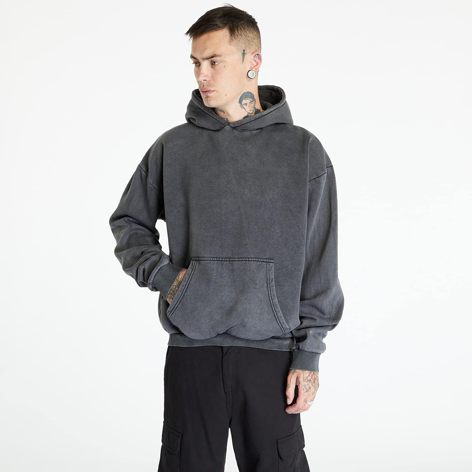 Sweaters Urban Classics Stone Washed Hoody Black