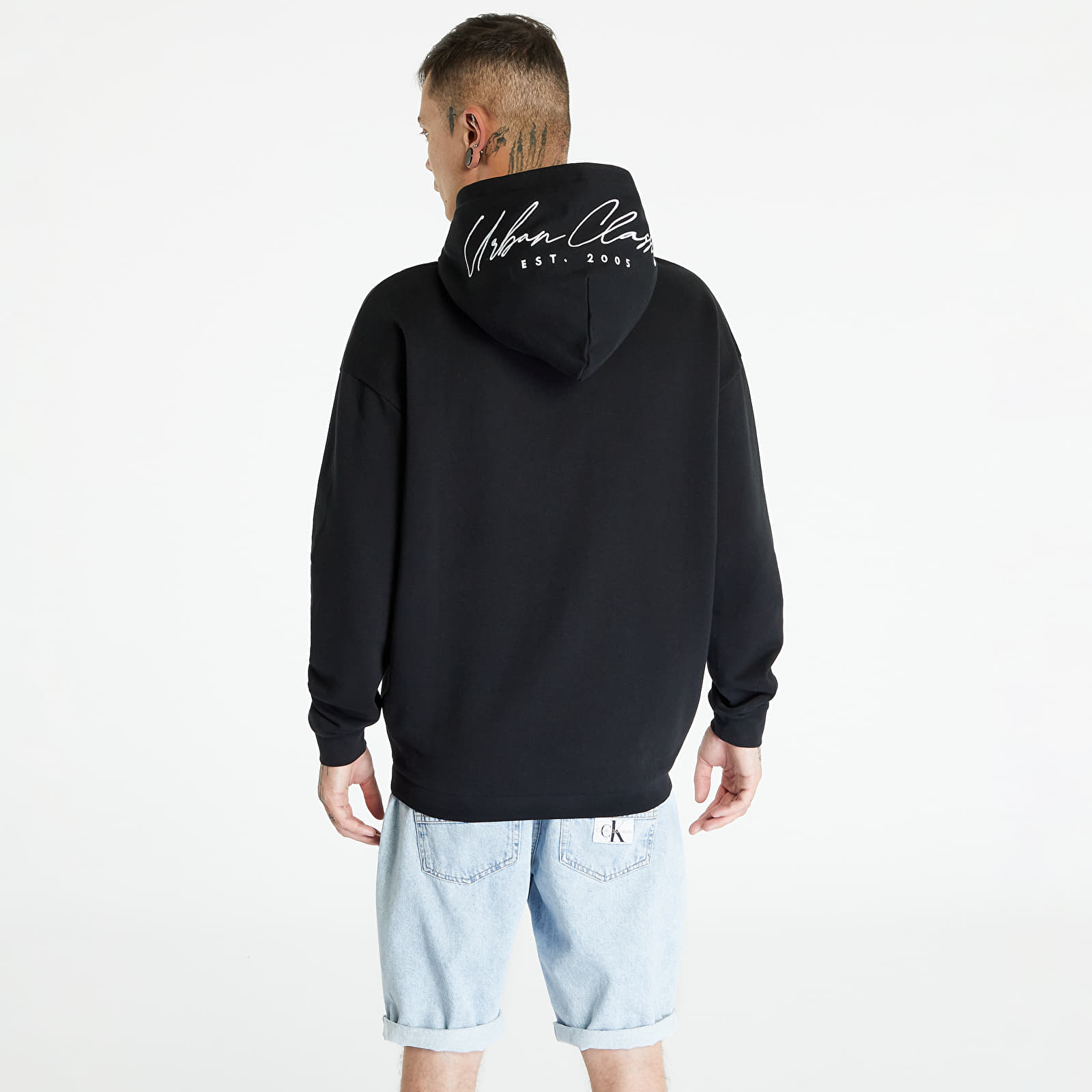 Hanorace Urban Classics Hood Embroidery Hoody Black