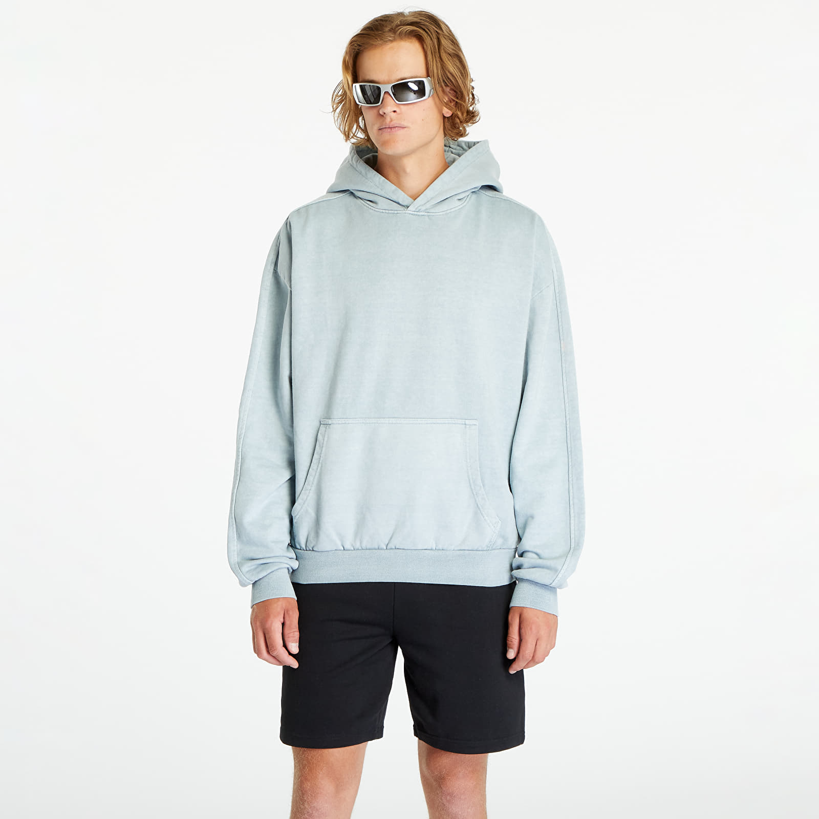 Mikiny Urban Classics Heavy Terry Garment Dye Hoody Summer Blue