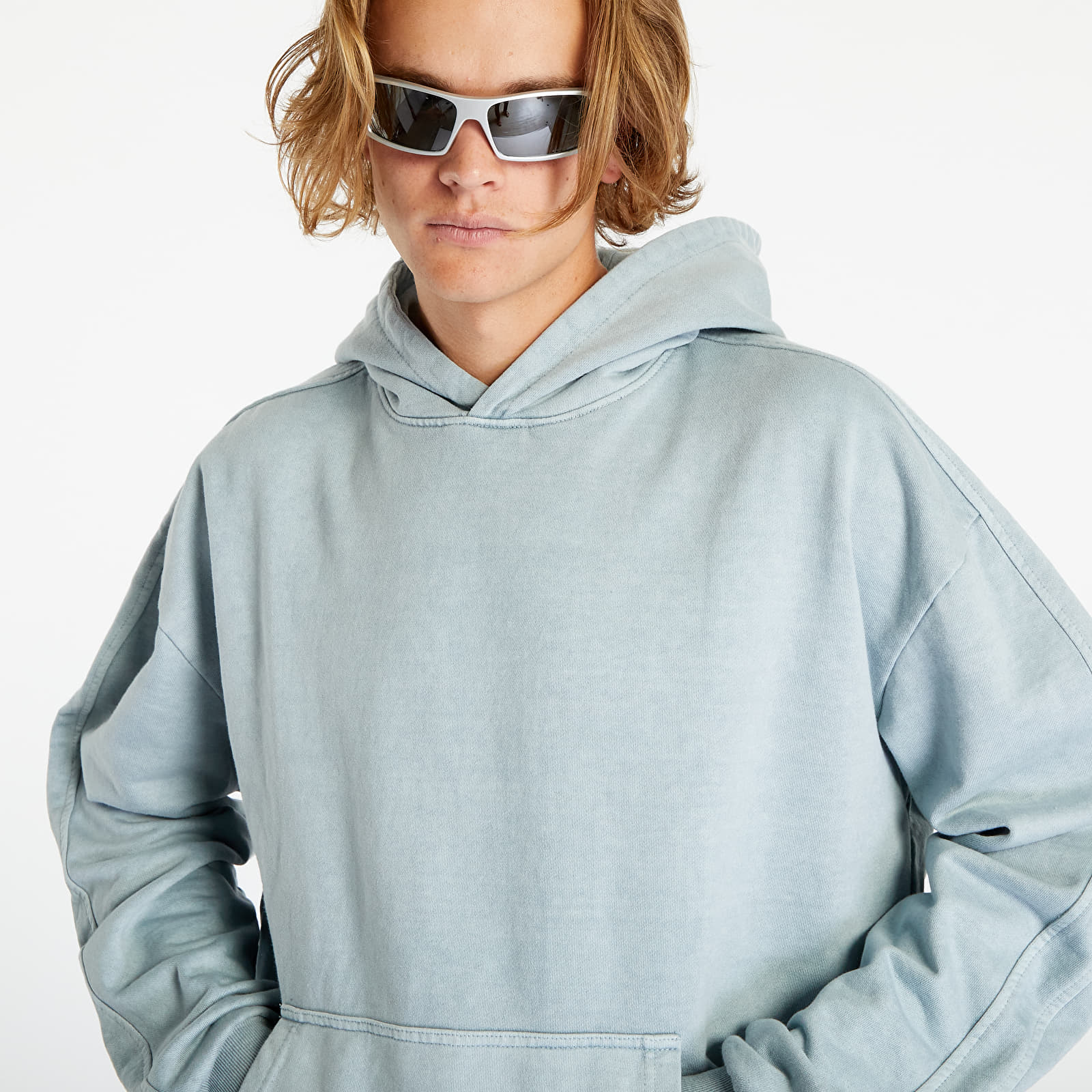 Mikiny Urban Classics Heavy Terry Garment Dye Hoody Summer Blue