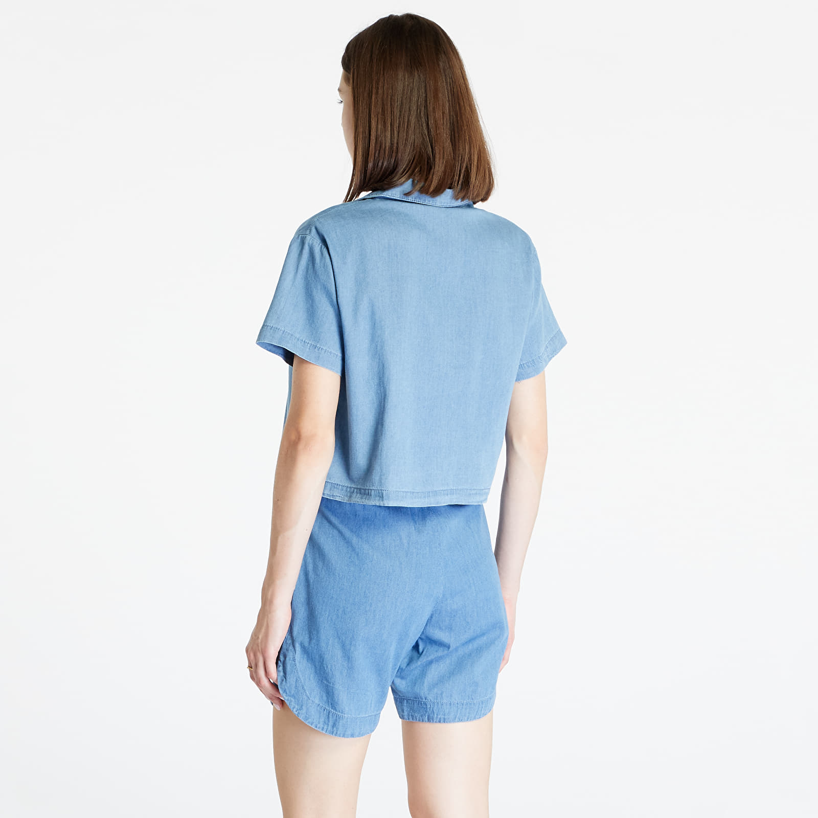 Skjorter Urban Classics Ladies Light Denim Resort Shirt Sky Blue Washed