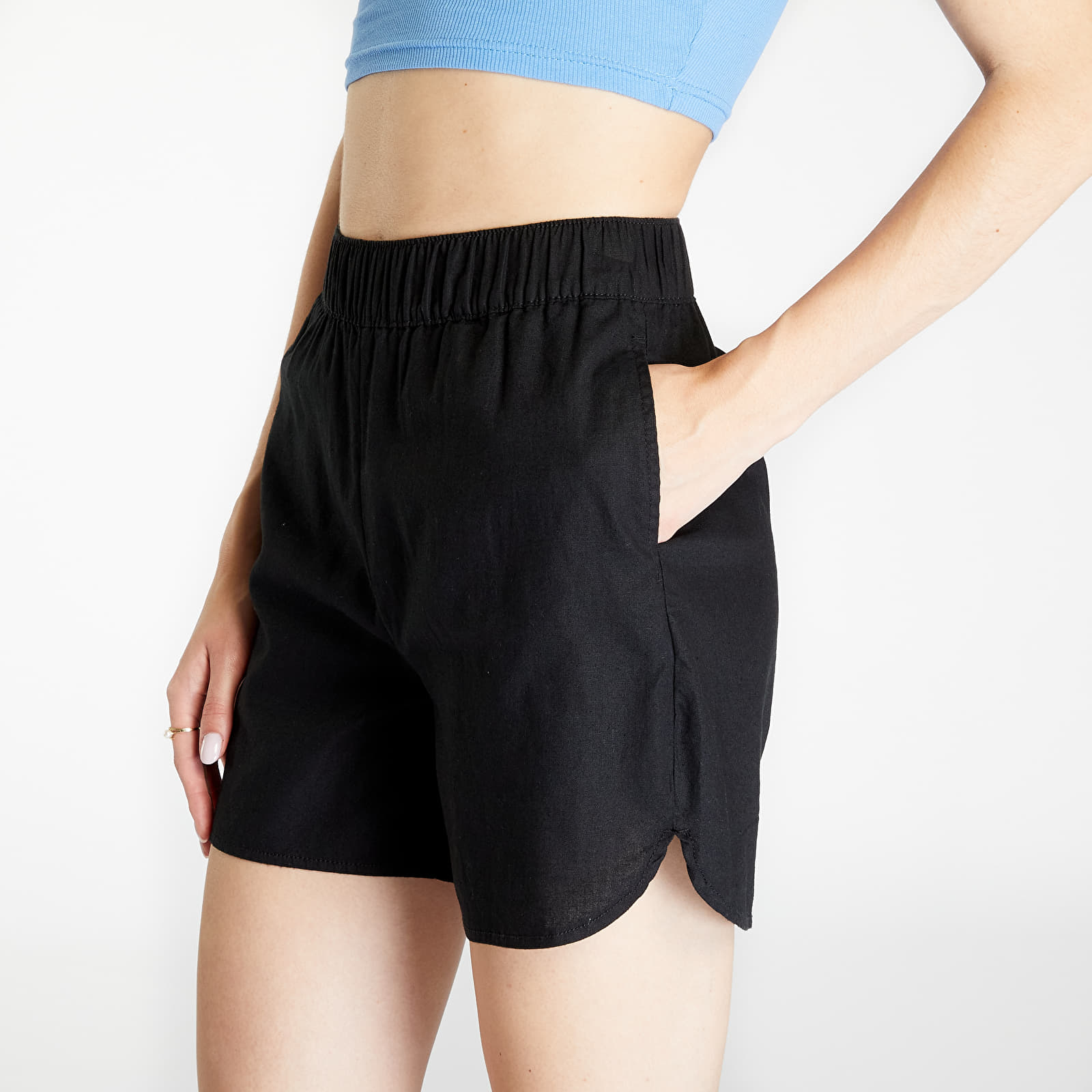 Shorts Urban Classics Ladies Linen Mixed Shorts Black
