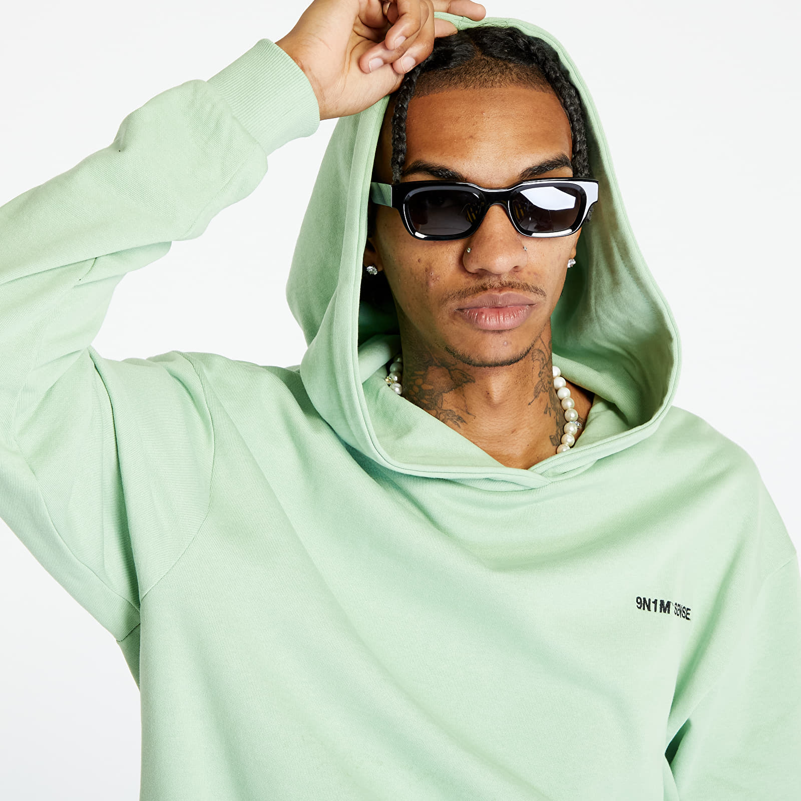 Mikiny 9N1M SENSE. Sense Essential Hoody Vintage Green