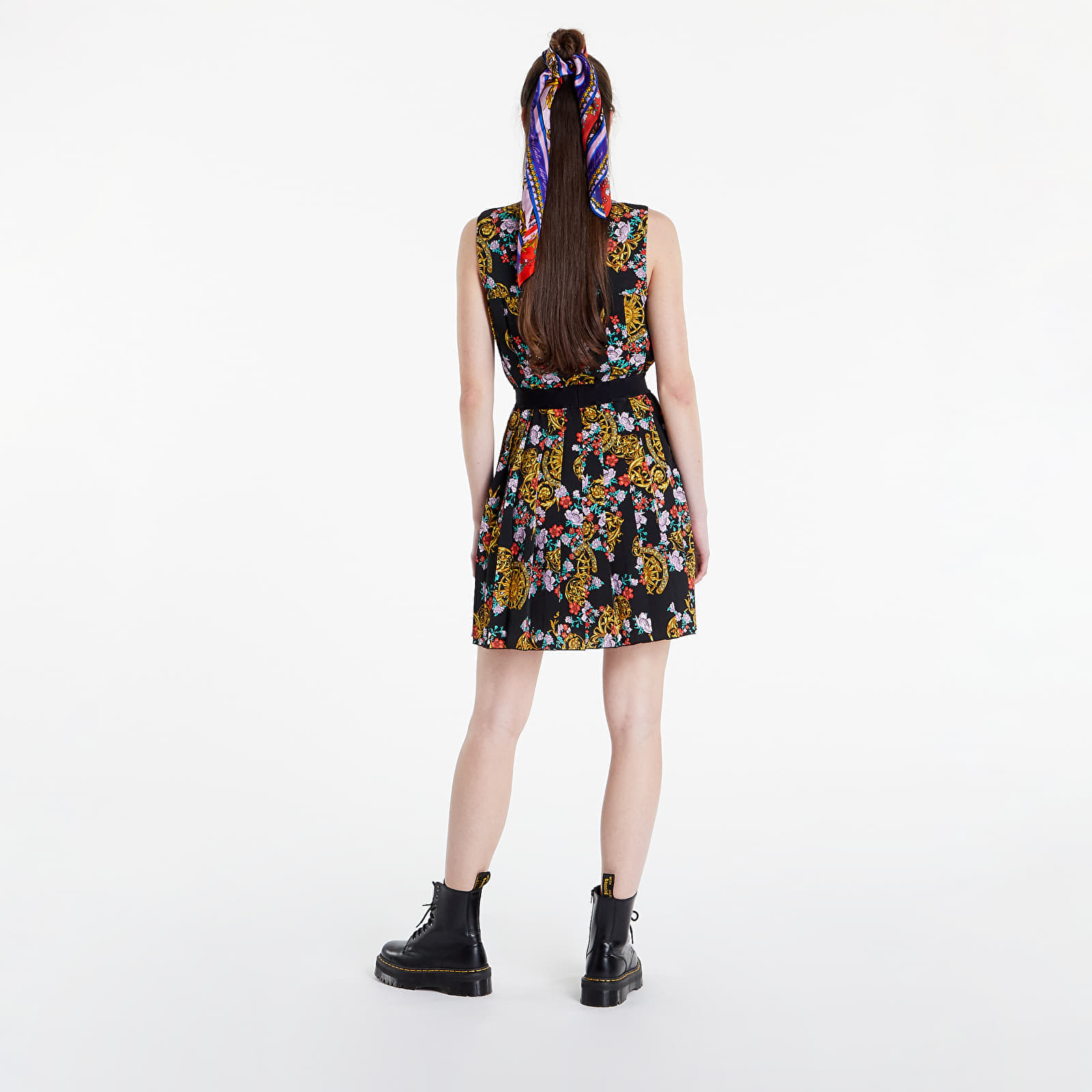 Sukienki Versace Jeans Couture Light Crepe Print Sunflower Gar Dress Black
