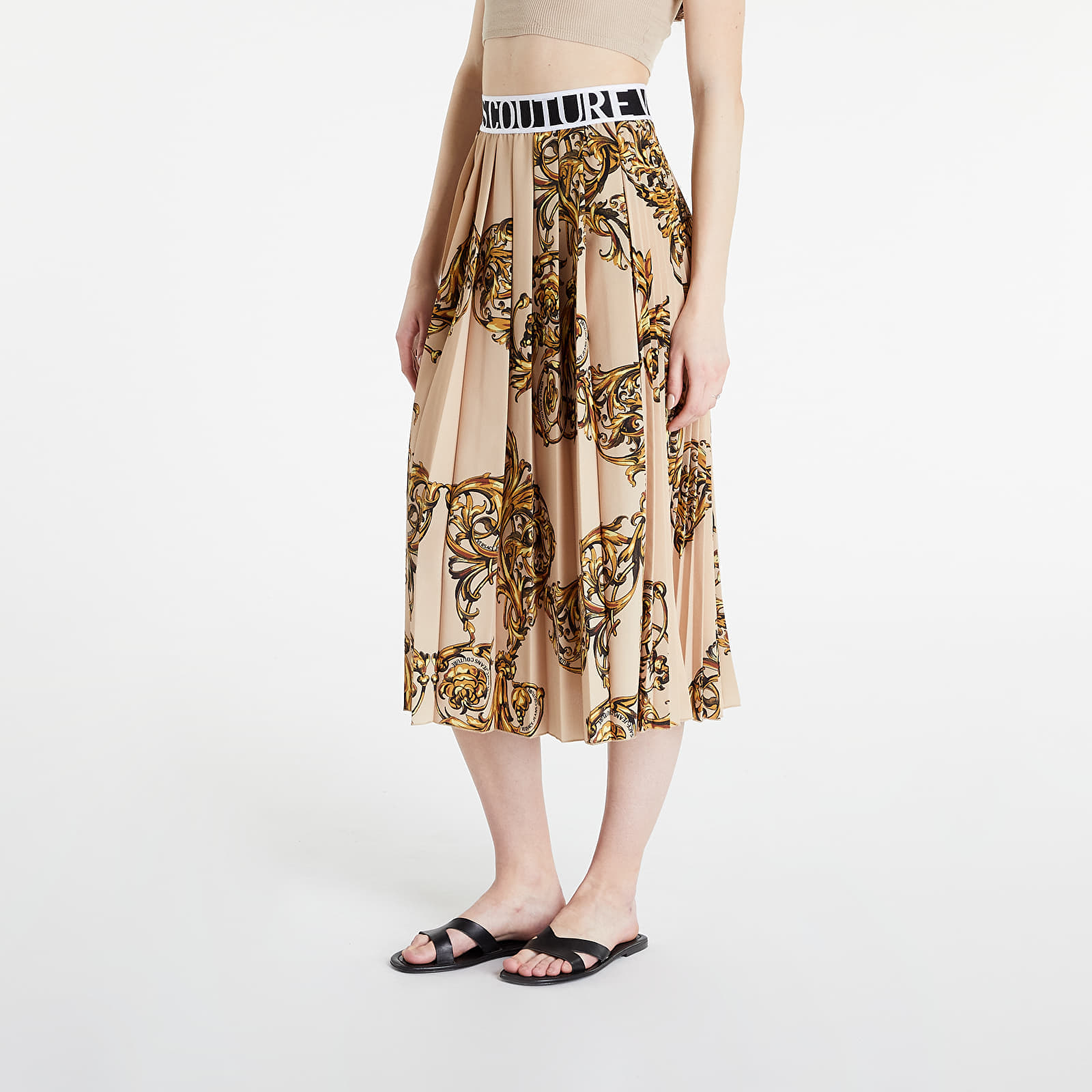 Gonne Versace Jeans Couture Light Crepe Print Garland Skirt Beige
