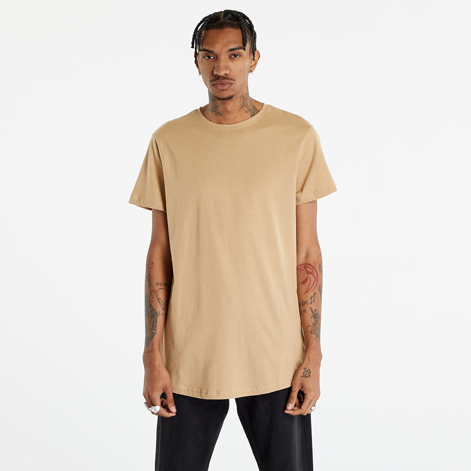 Ανδρικά ρούχα Urban Classics Shaped Long Tee Union Beige