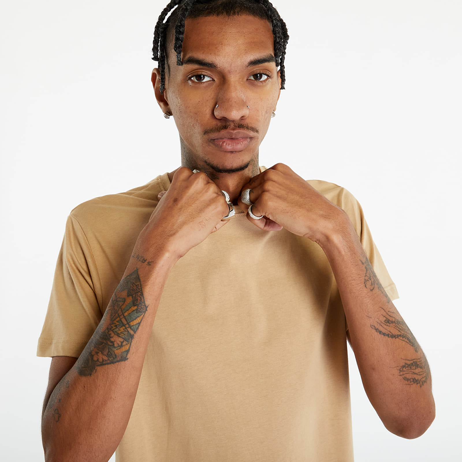 Ανδρικά ρούχα Urban Classics Shaped Long Tee Union Beige