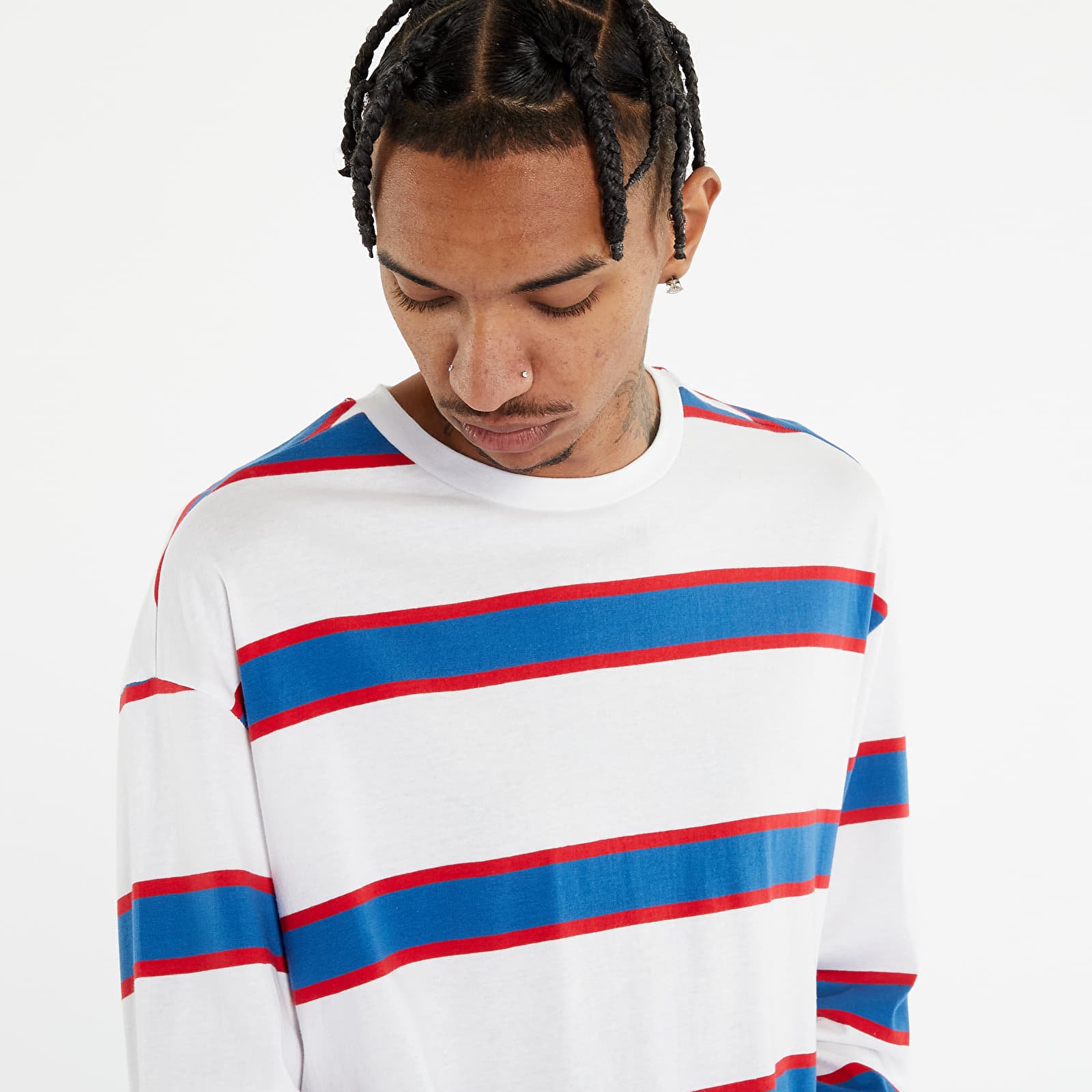   Μπλούζες Urban Classics Light Stripe Oversized LS White/ Sporty Blue