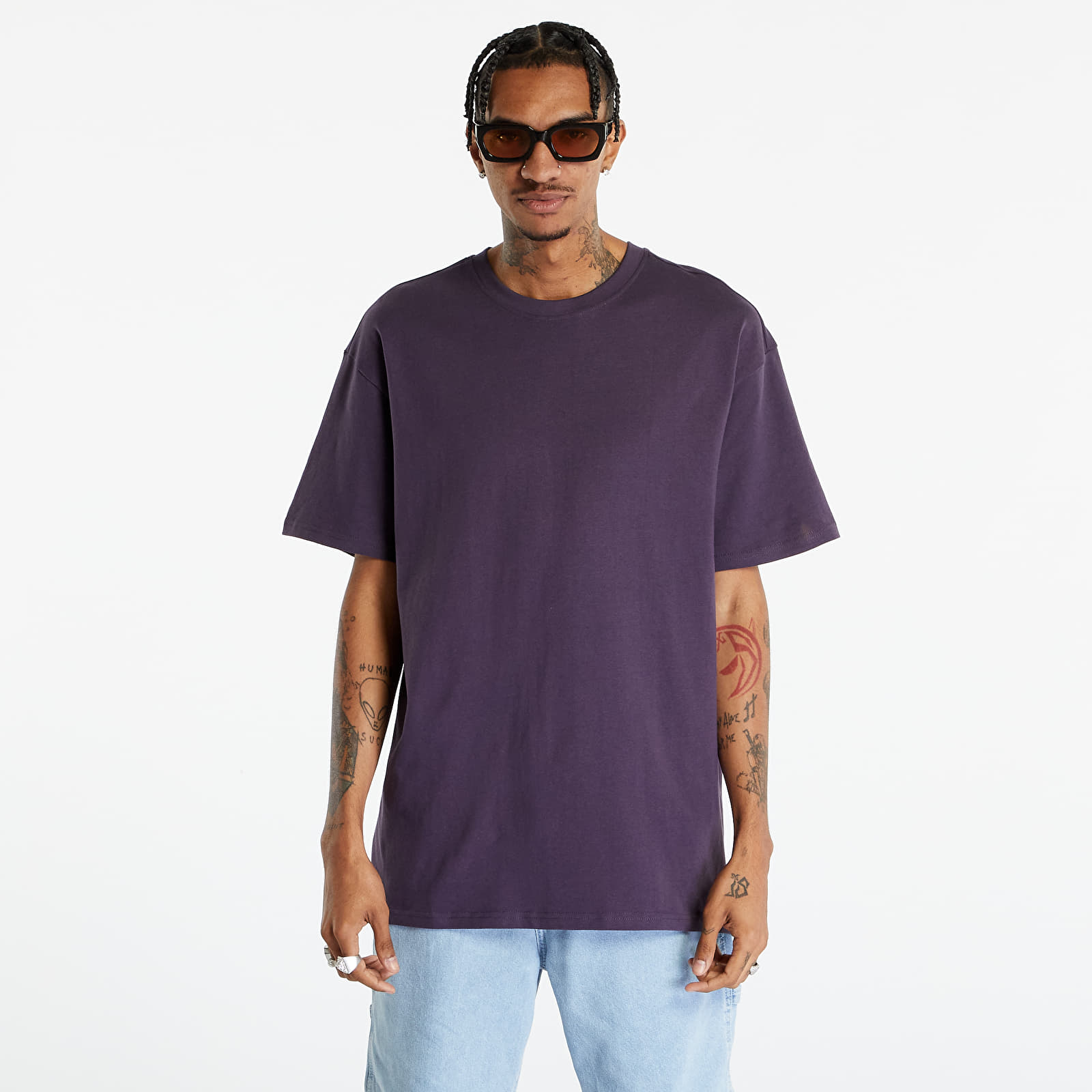 Tričká Urban Classics Heavy Oversized Tee Purple Night